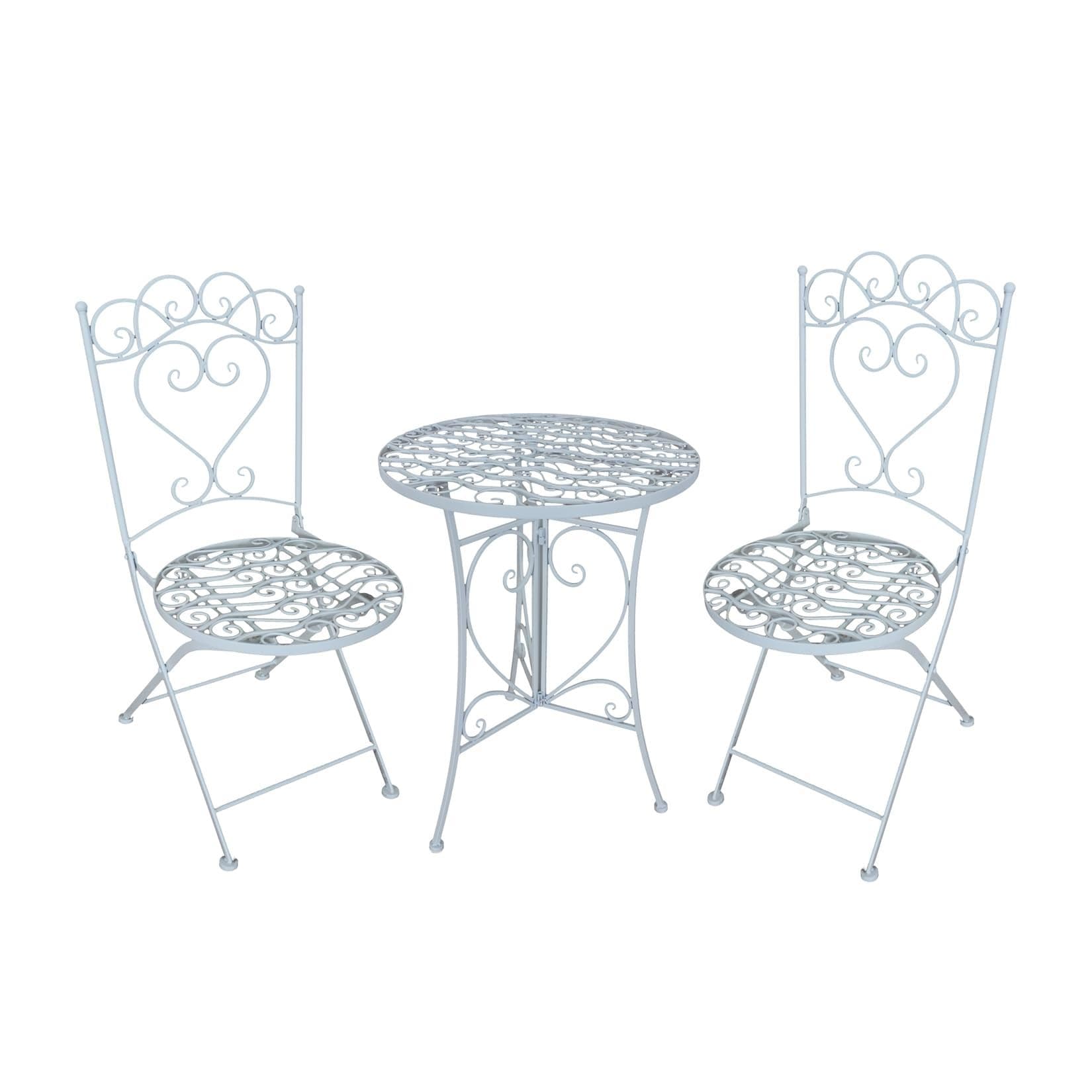 HTI-Living Garten-Sitzgruppe 3-tlg. Creme Zierornamente