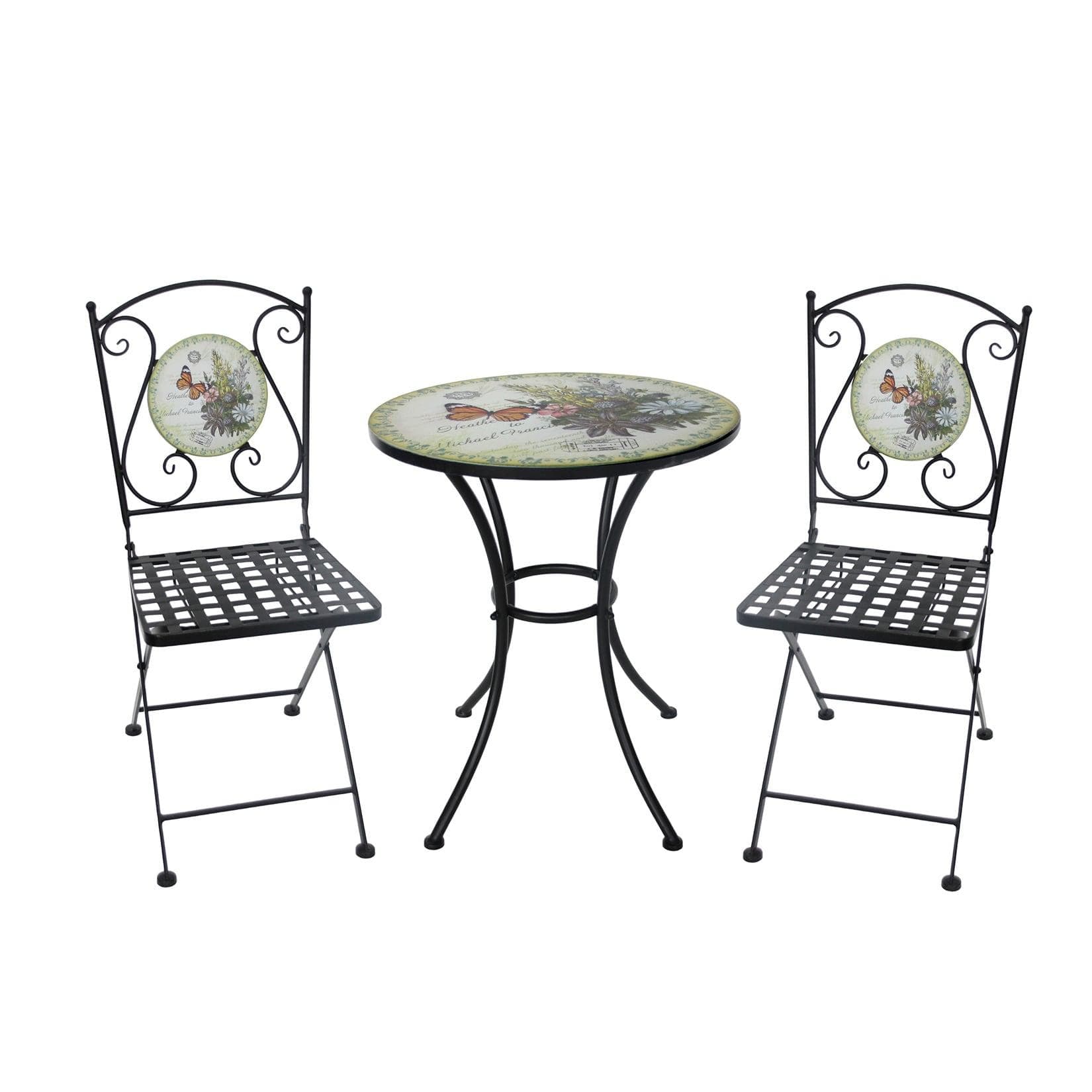 HTI-Living Garten-Essgruppe Celia Schmetterling 3-tlg. Metall Vintage