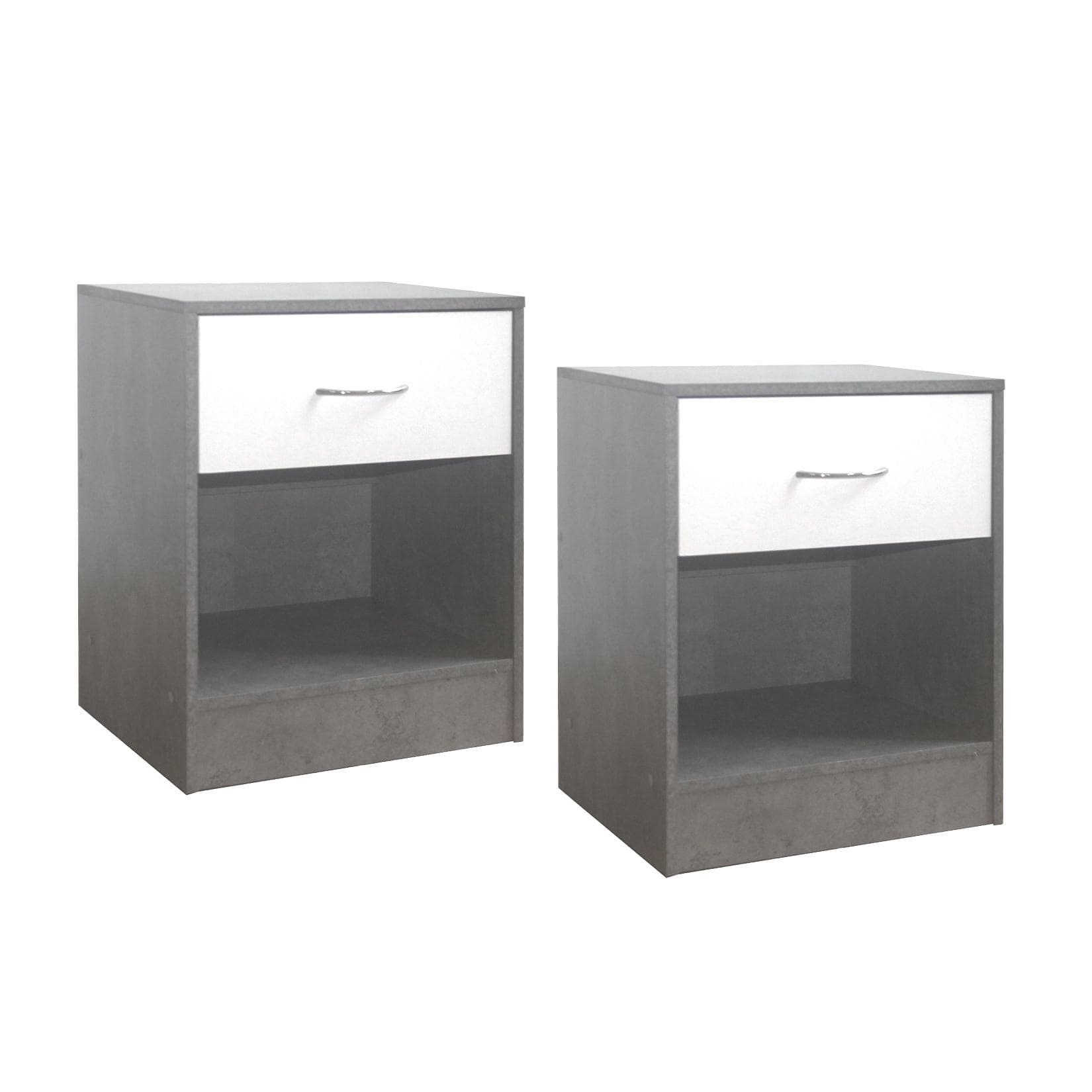 HTI-Living Nachtschrank 2er Set Thekla Beton/Weiß Spanplatte