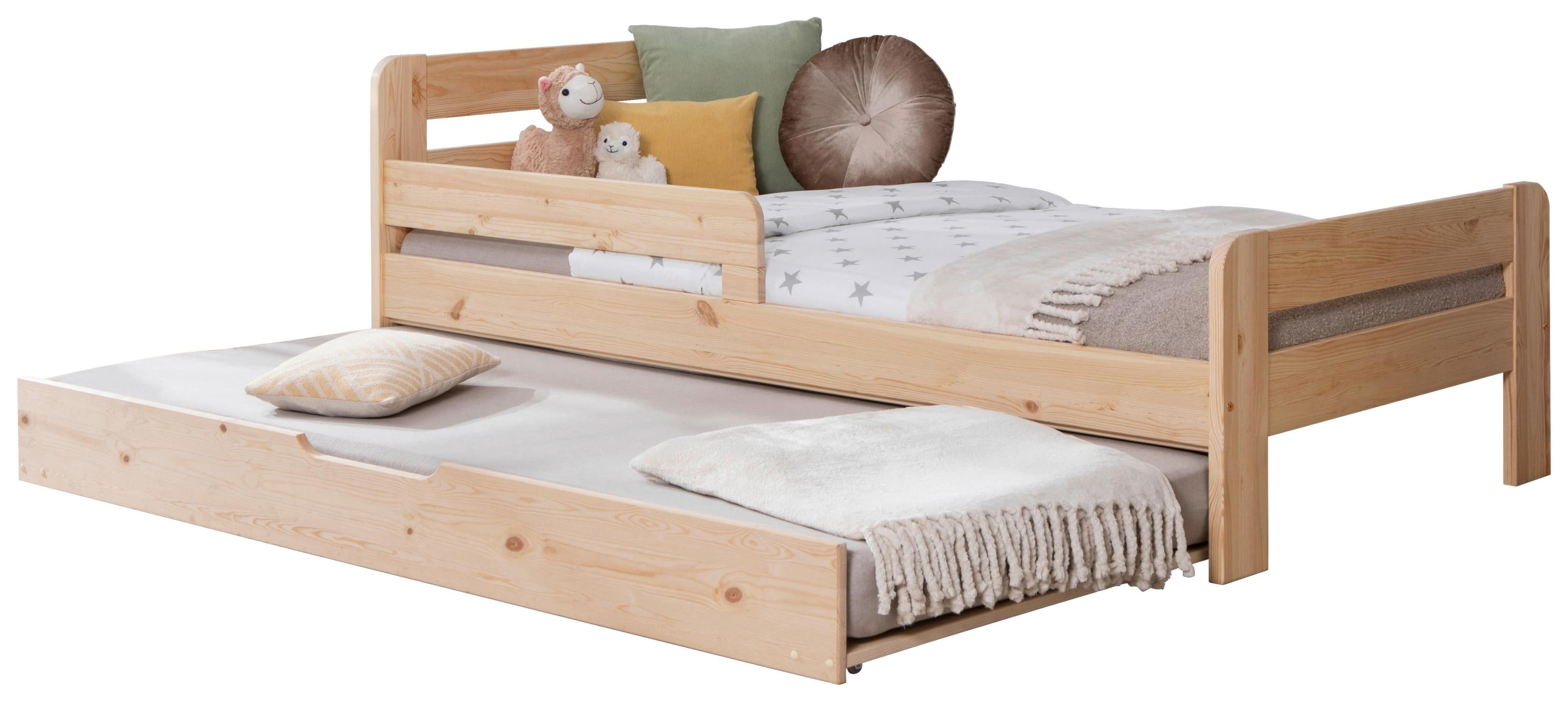 Bett Bennet mit Ausziehbett Kiefer Natur 90x200 cm
