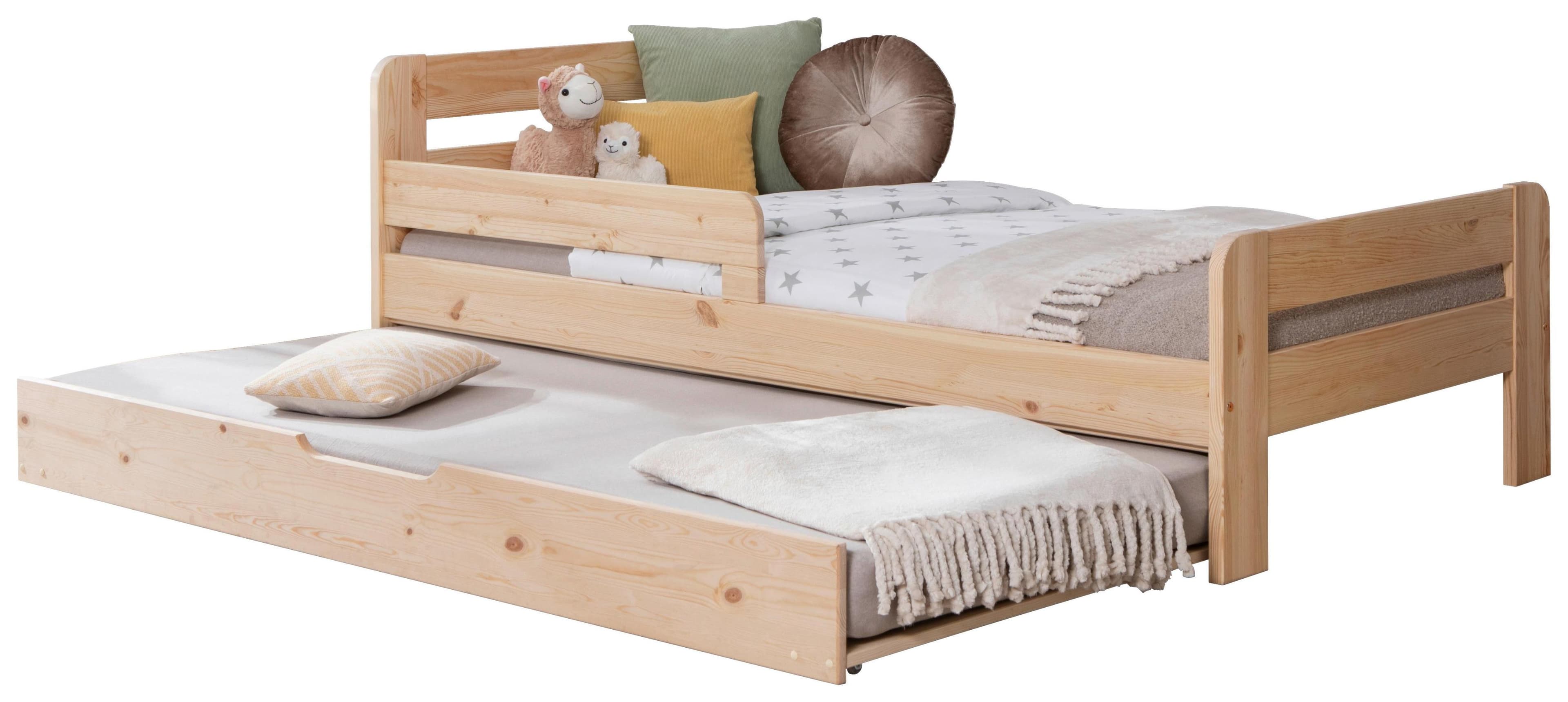 Bett Bennet mit Ausziehbett Kiefer Natur