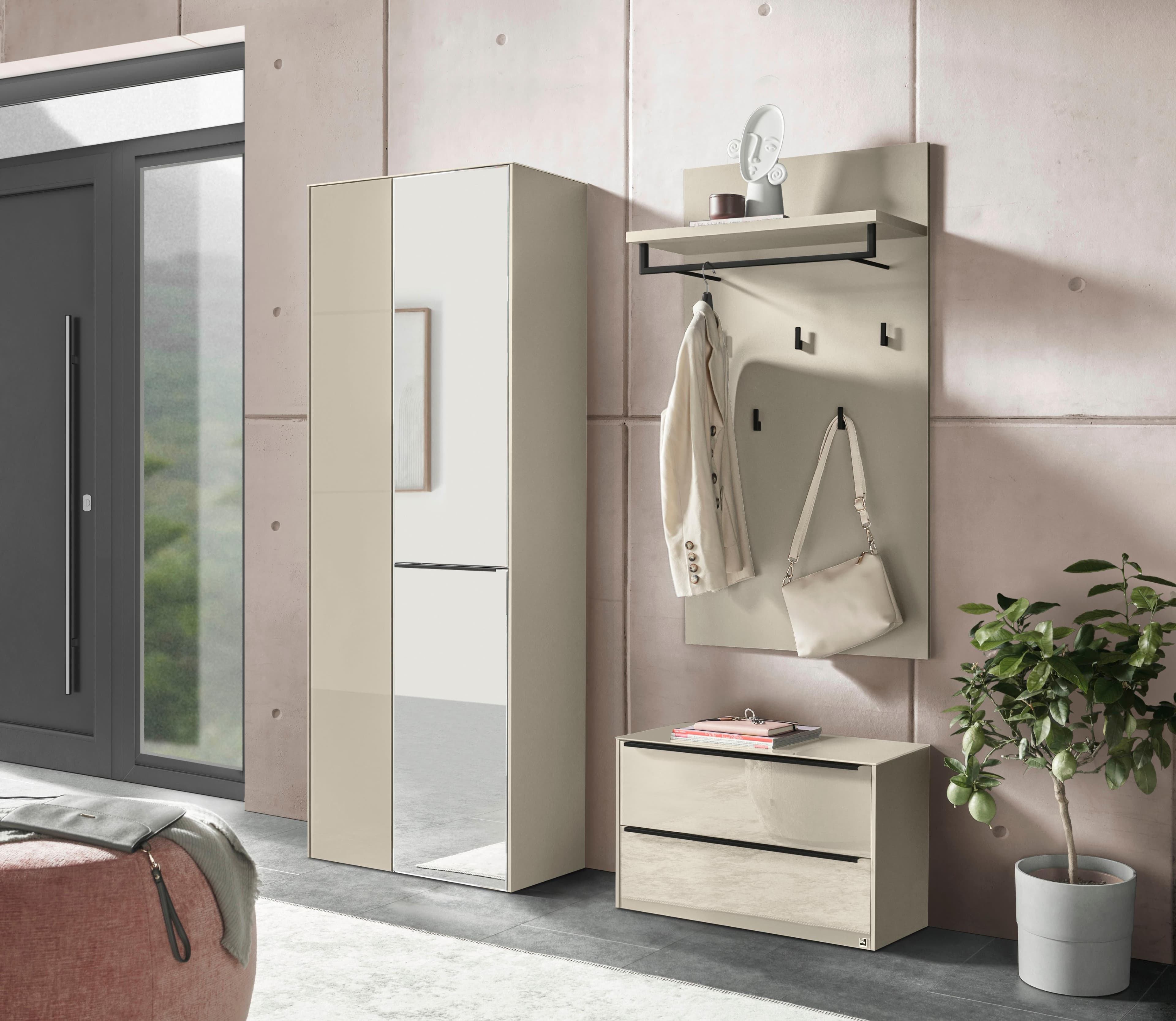 Garderobenschrank Modern Kaschmir Glas 72x188x32cm