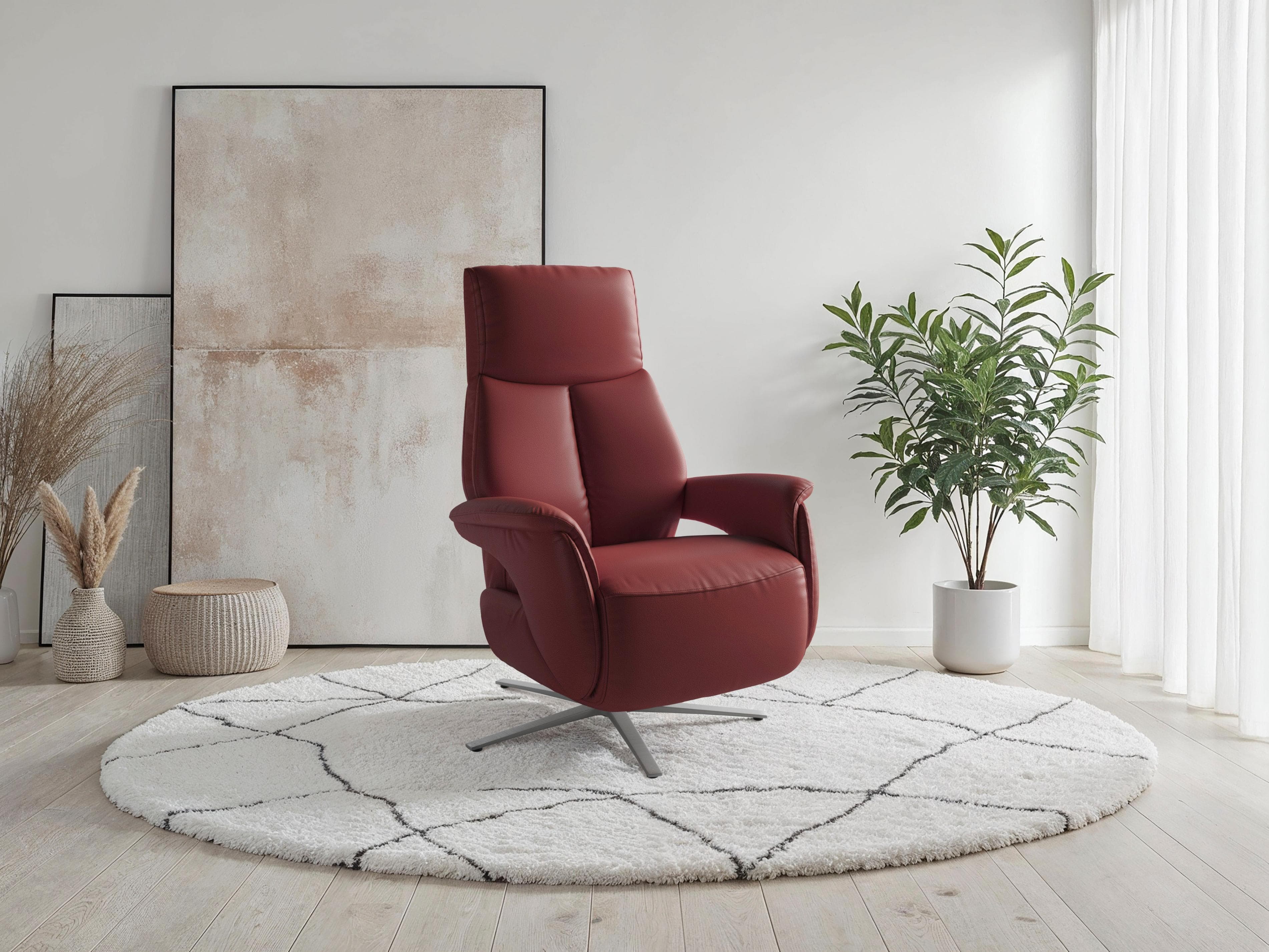 SIT & MORE TV Lazy Sessel Merrot Naturleder mit Drehfunktion