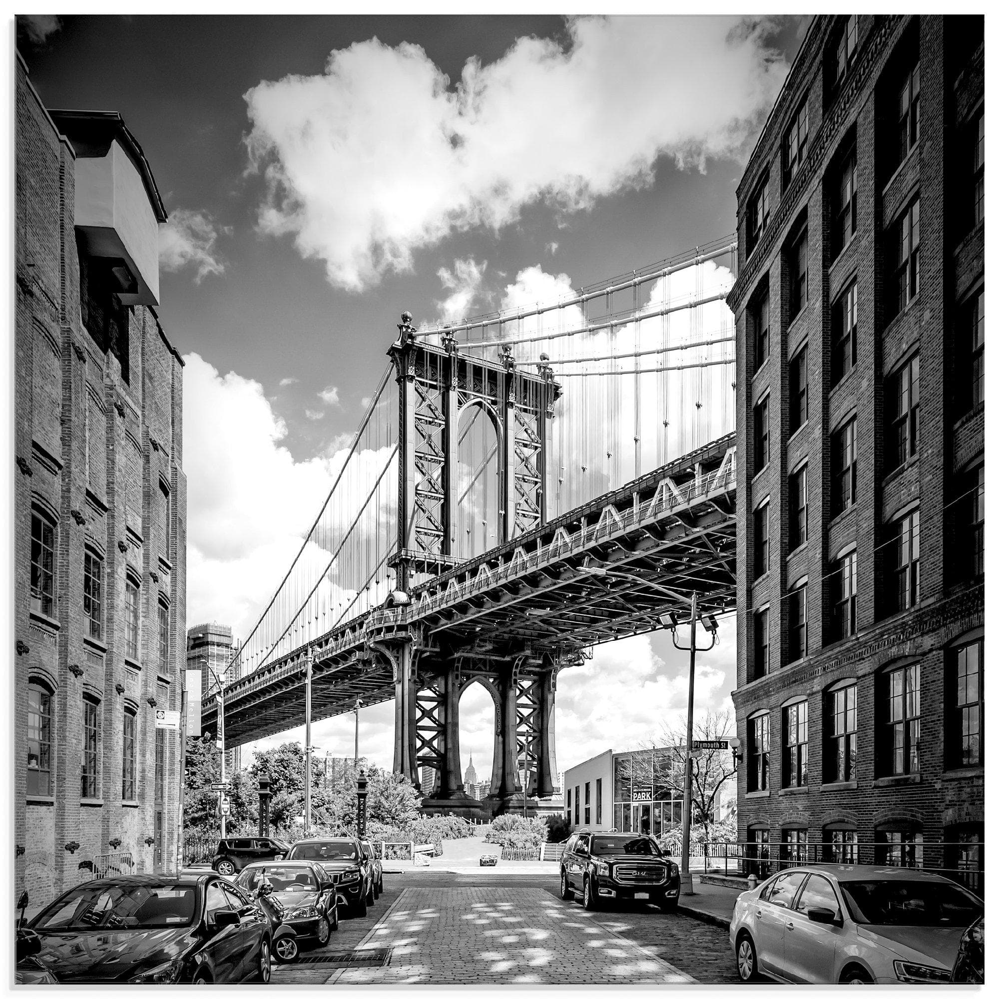ARTLAND Glasbild New York City Manhattan Bridge Schwarz