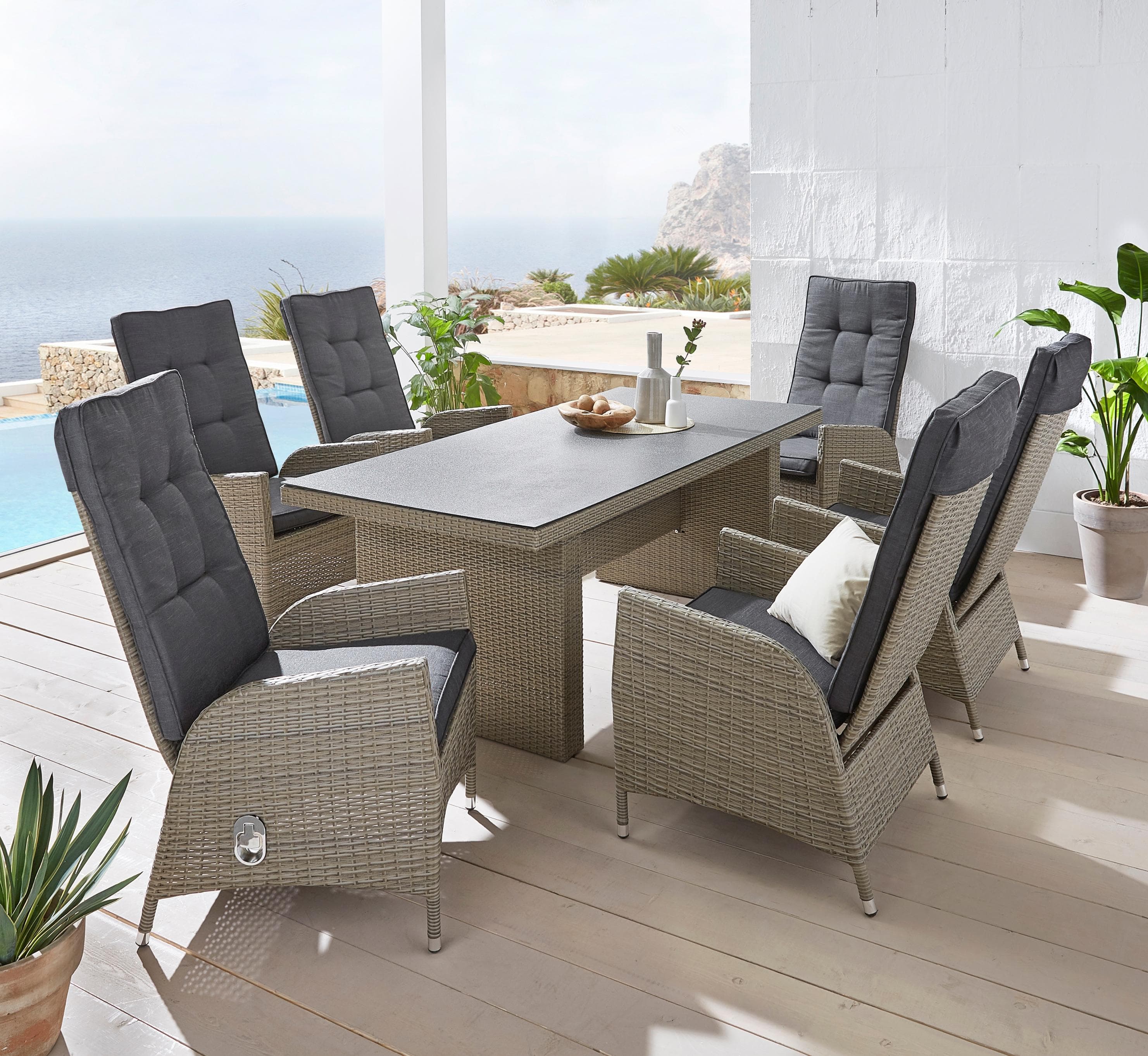 KONIFERA Garten-Essgruppe Brisbane 13tlg. Grau/Braun Polyrattan