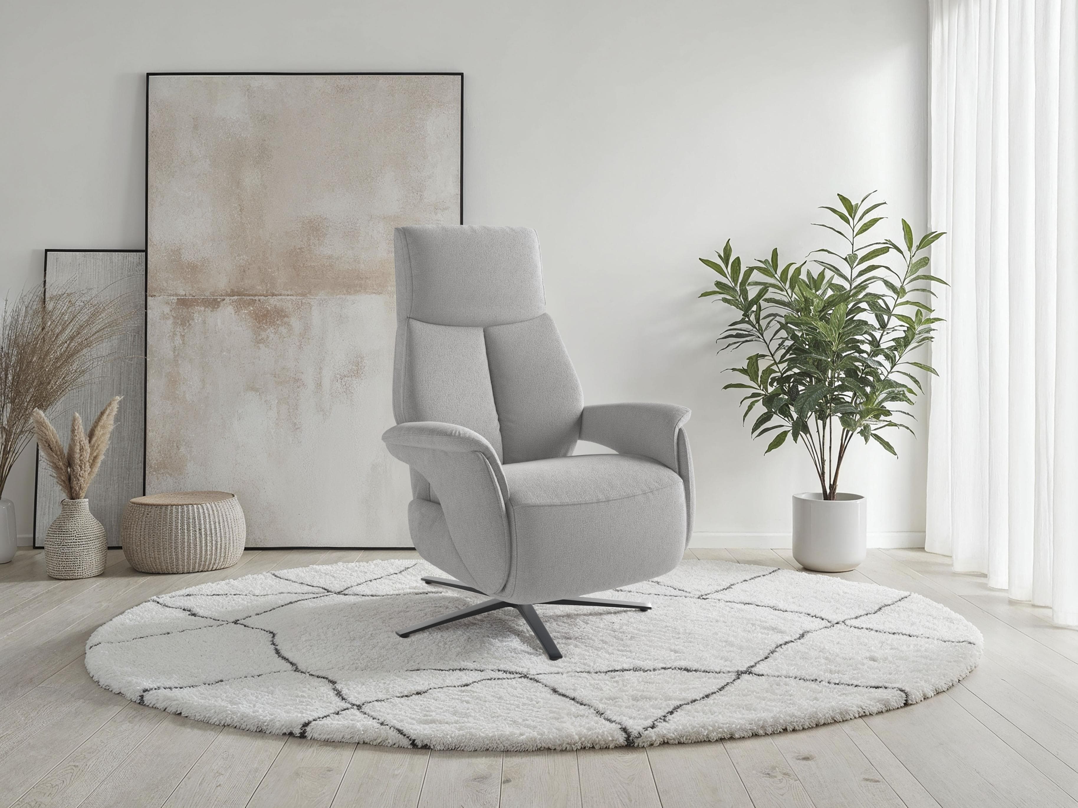 SIT & MORE TV Lazy Sessel Silber mit Drehfunktion