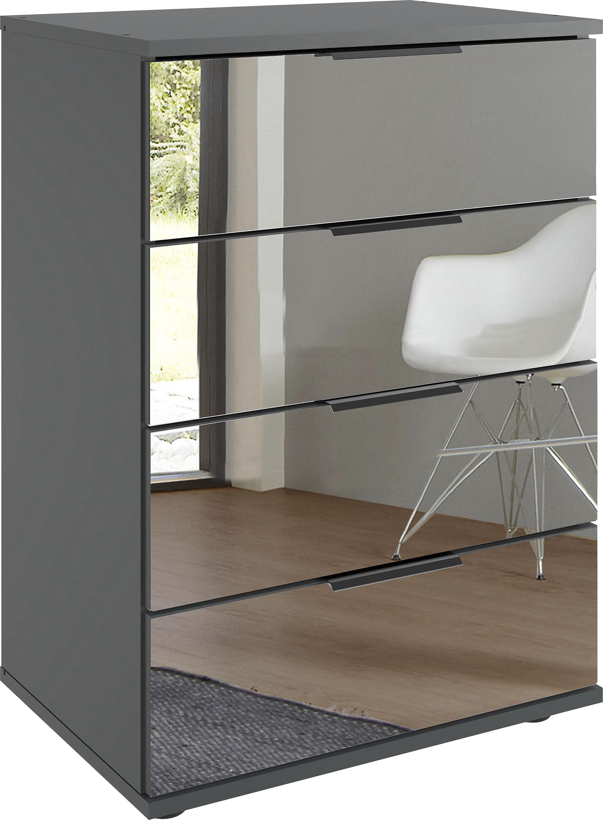 WIMEX Nachtkommode Saigon 4 Schubladen Graphit Spiegel