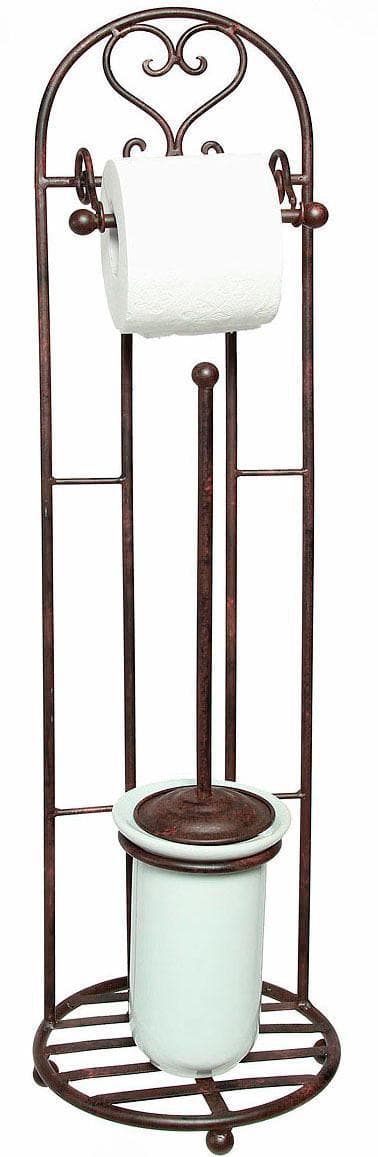 AMBIENTE HAUS Toilettenpapierhalter Antik Braun Eisen Keramik