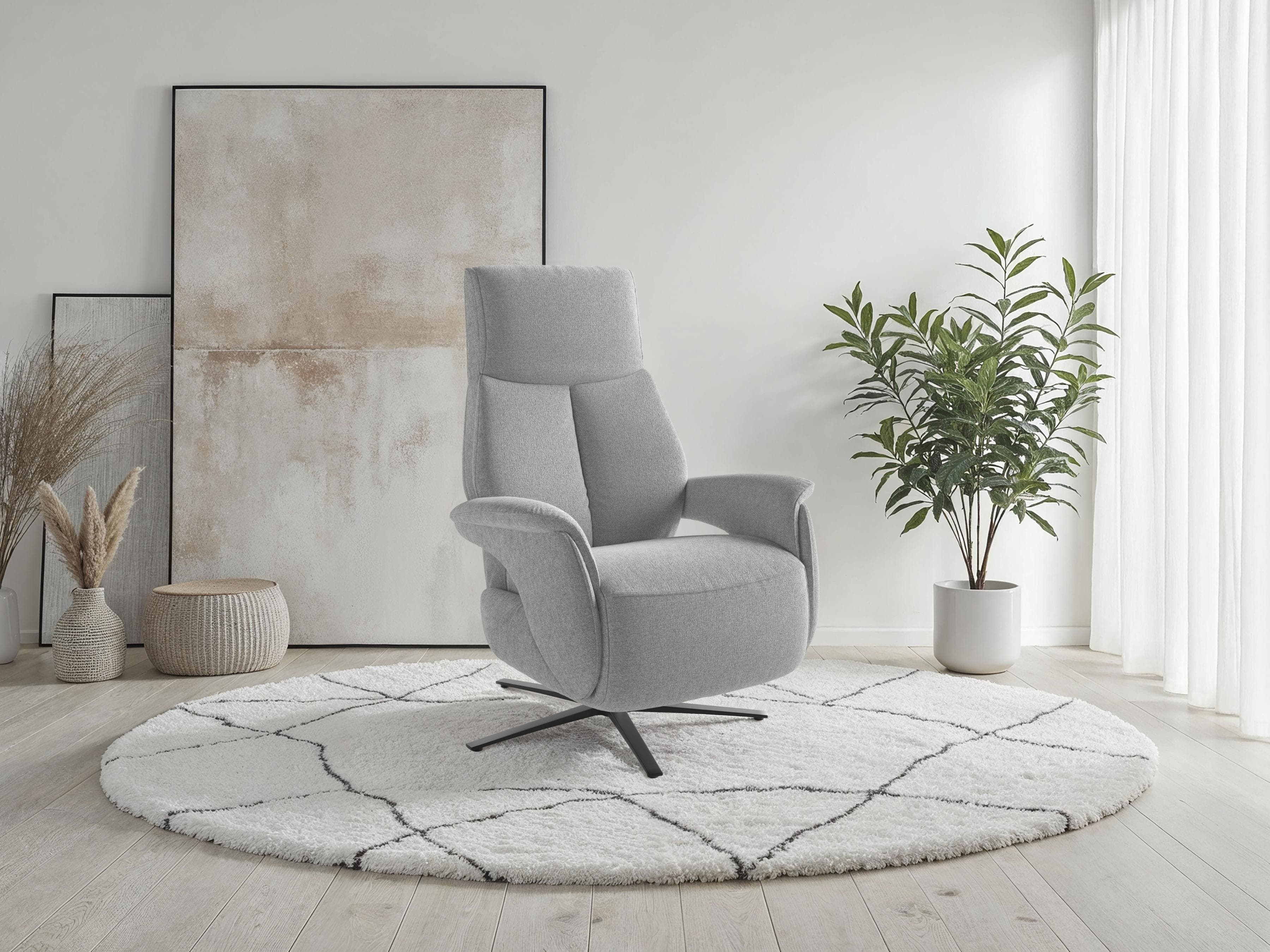 SIT & MORE TV Lazy Sessel Silber mit Drehfunktion