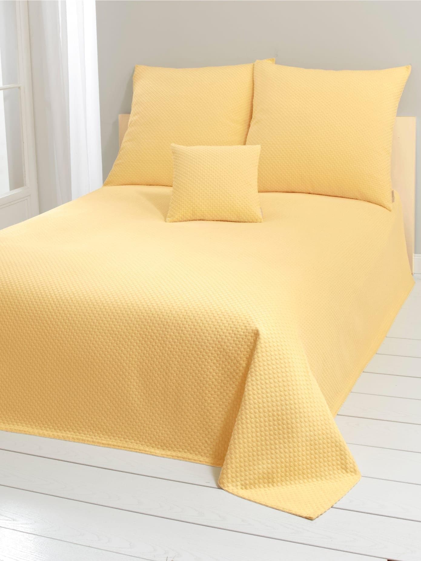 Baur Tagesdecke Pastellgelb 100% Baumwolle Waffelmuster