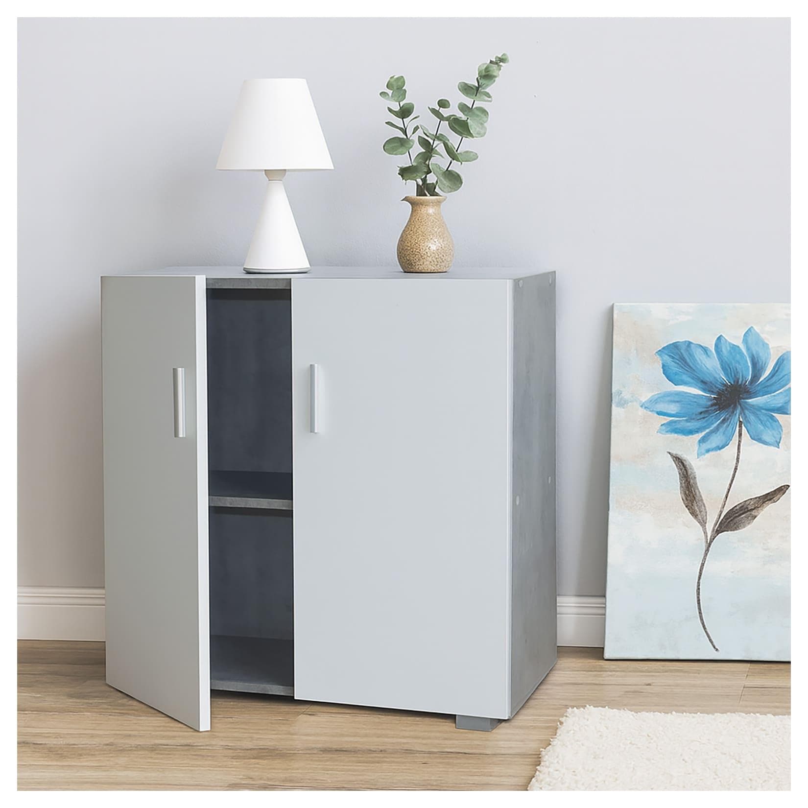 HTI-Living Sideboard 2 Fächer Thekla Beton-Weiß Kommode