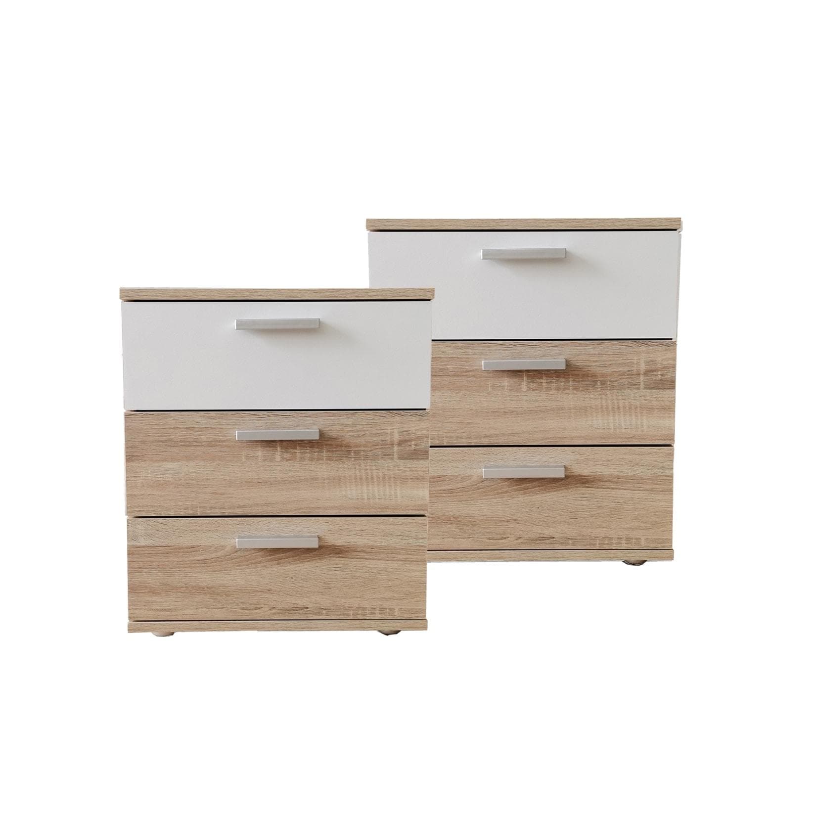 HTI-Living Nachtschrank 2er-Set 3 Schubladen Weiß