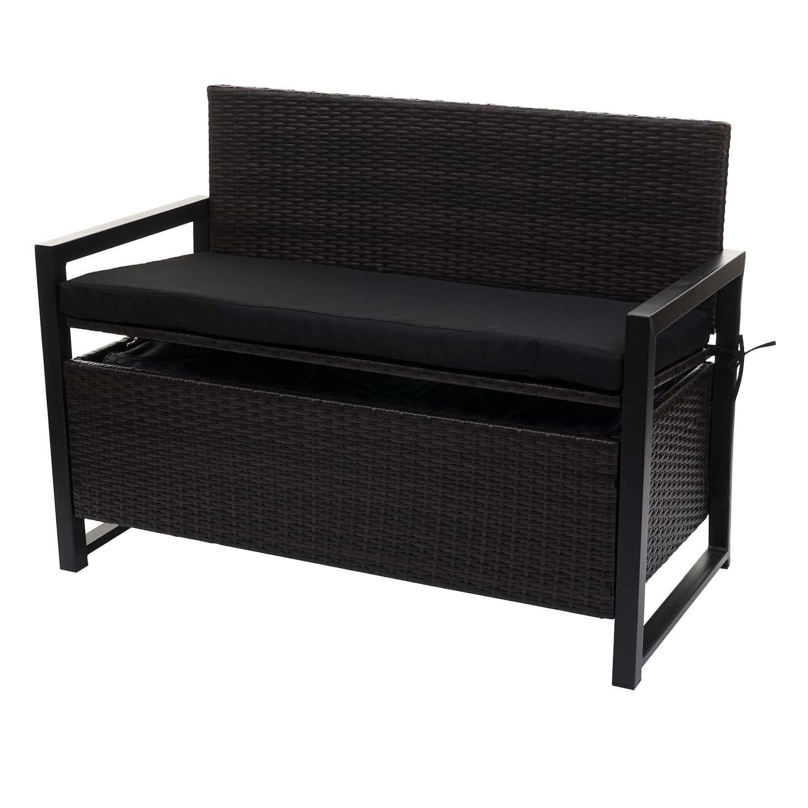 MCW Poly-Rattan 2er Sitzbank Gartenbank mit Staufach und Kissen