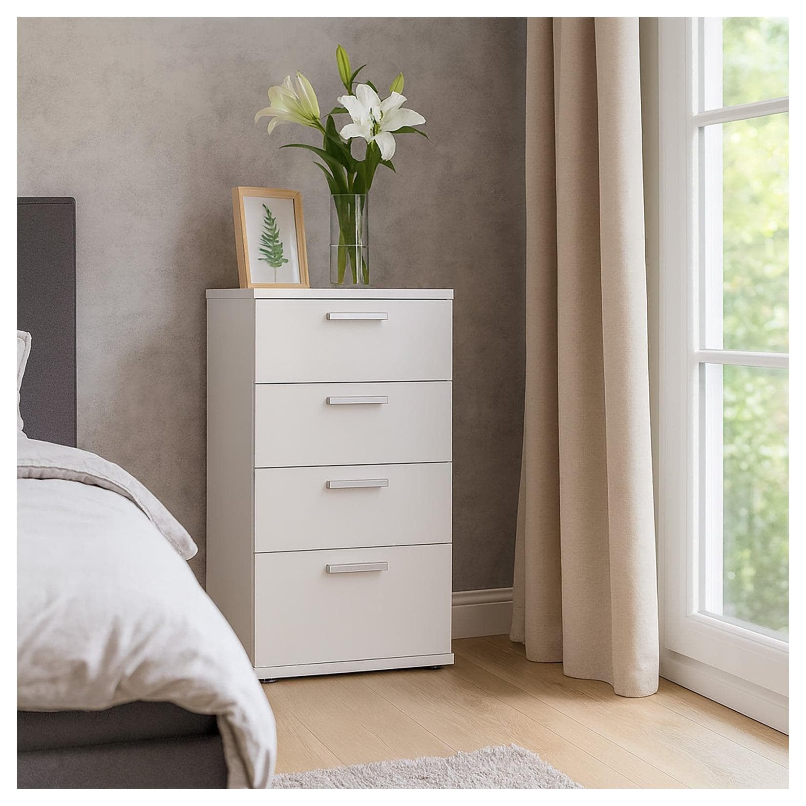 HTI-Living Nachtschrank Nina Weiß 4 Schubladen