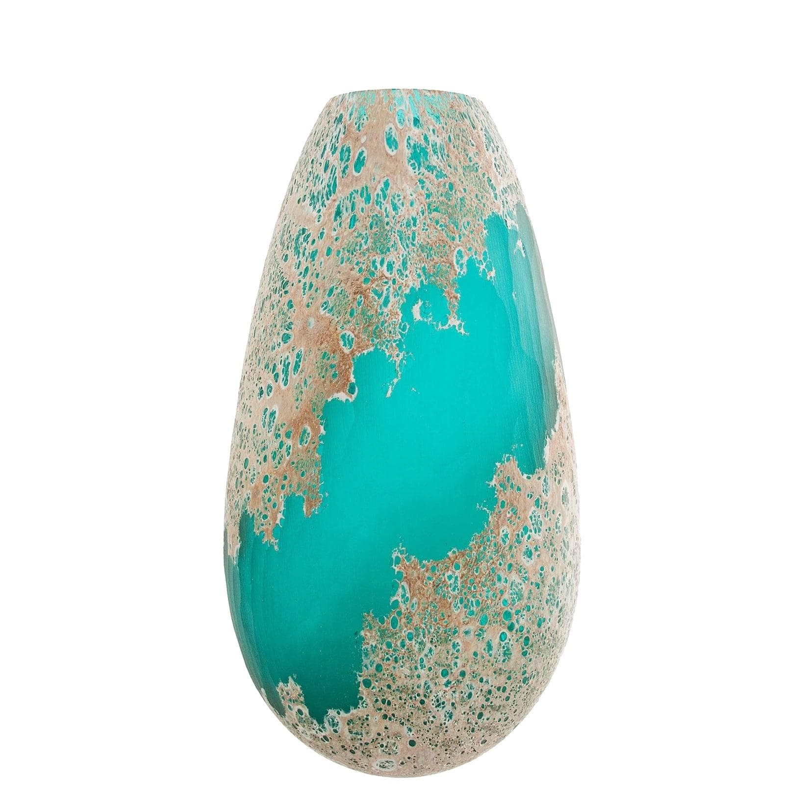 NTK-Collection Dekovase Ocean XXL Türkis-Gold Glas