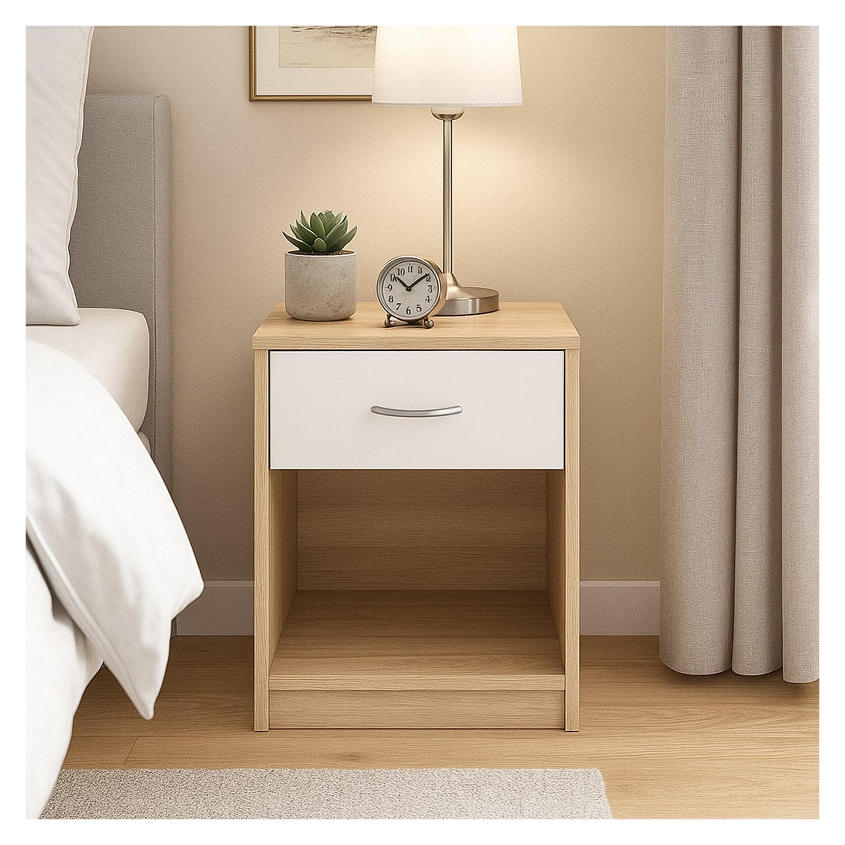 HTI-Living Nachtschrank Nina Sonoma Weiß mit 1 Schublade