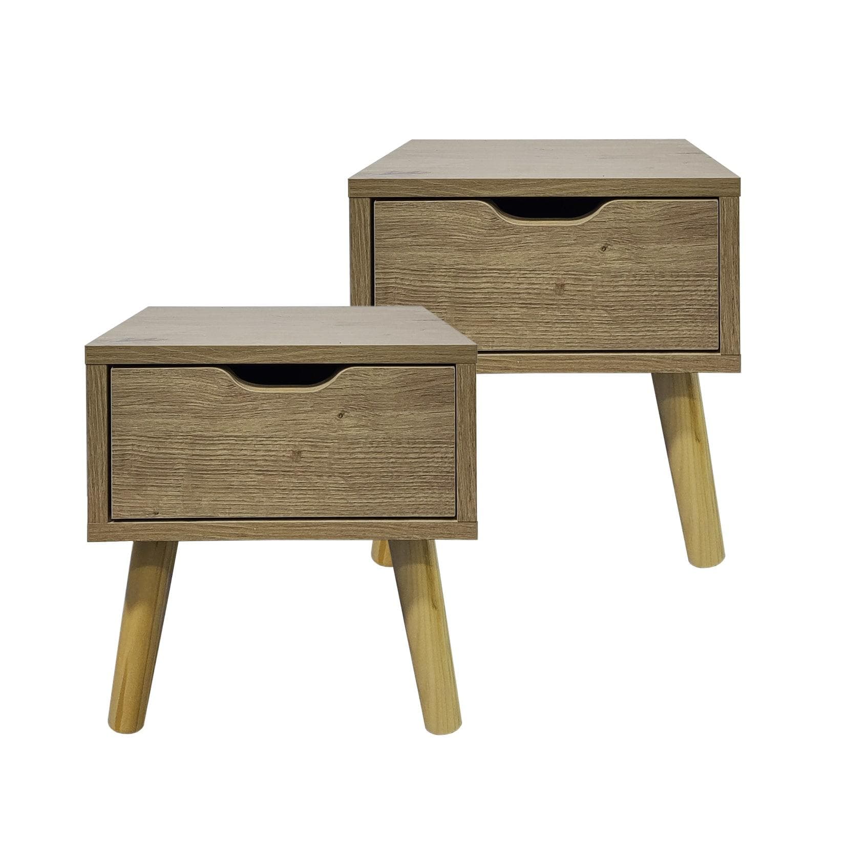 HTI-Living Nachttisch 1 Schublade 2er-Set Thekla Artisaneiche Weiß