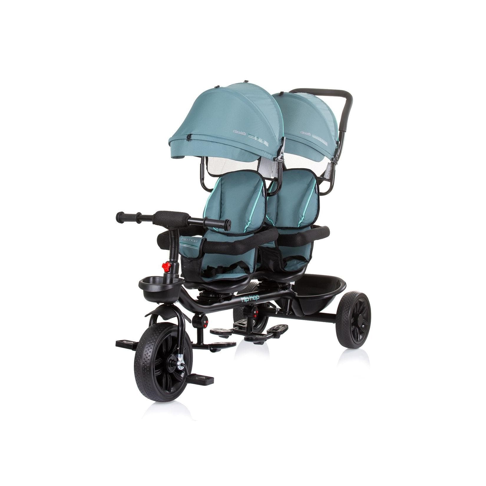 Babyshoppen Geschwisterdreirad Tricycle Hip Hop, 360° drehbar, Gurte