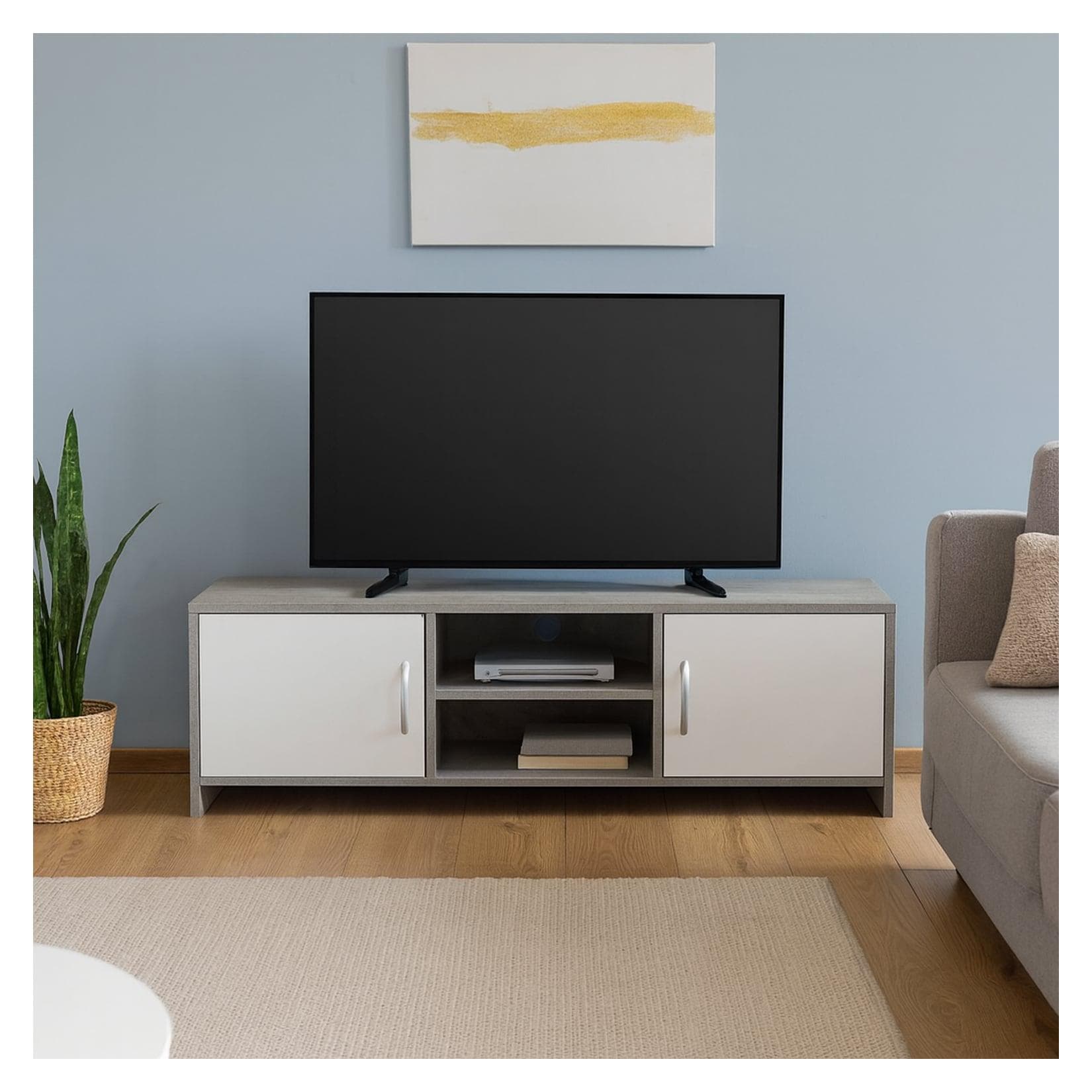 HTI-Living Lowboard TV-Schrank Thekla Beton/Weiß