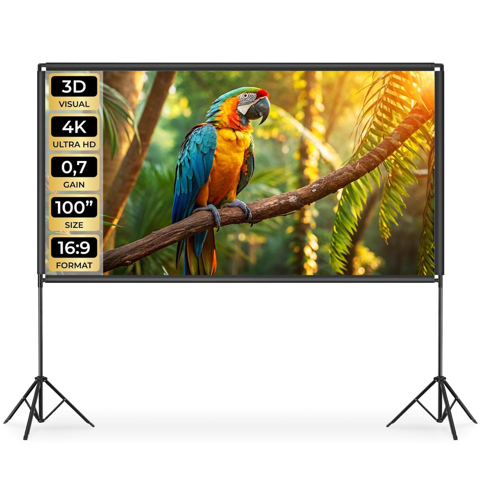 tectake Beamer-Leinwand 100 Zoll 16:9 4K HD Ultra HD