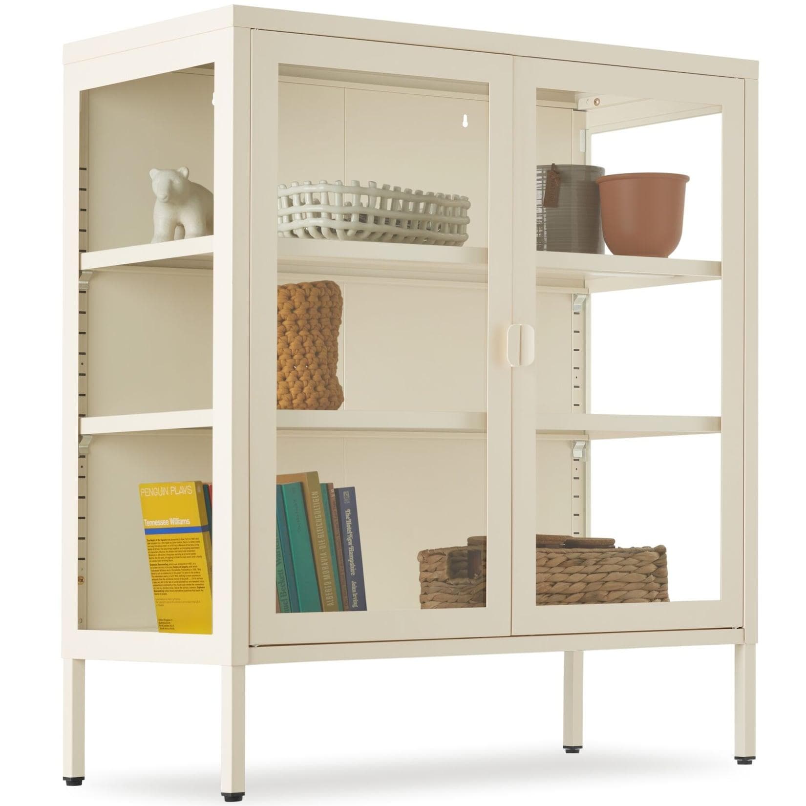 tectake Metallvitrine Baker mit Glastüren und Magnetverschluss