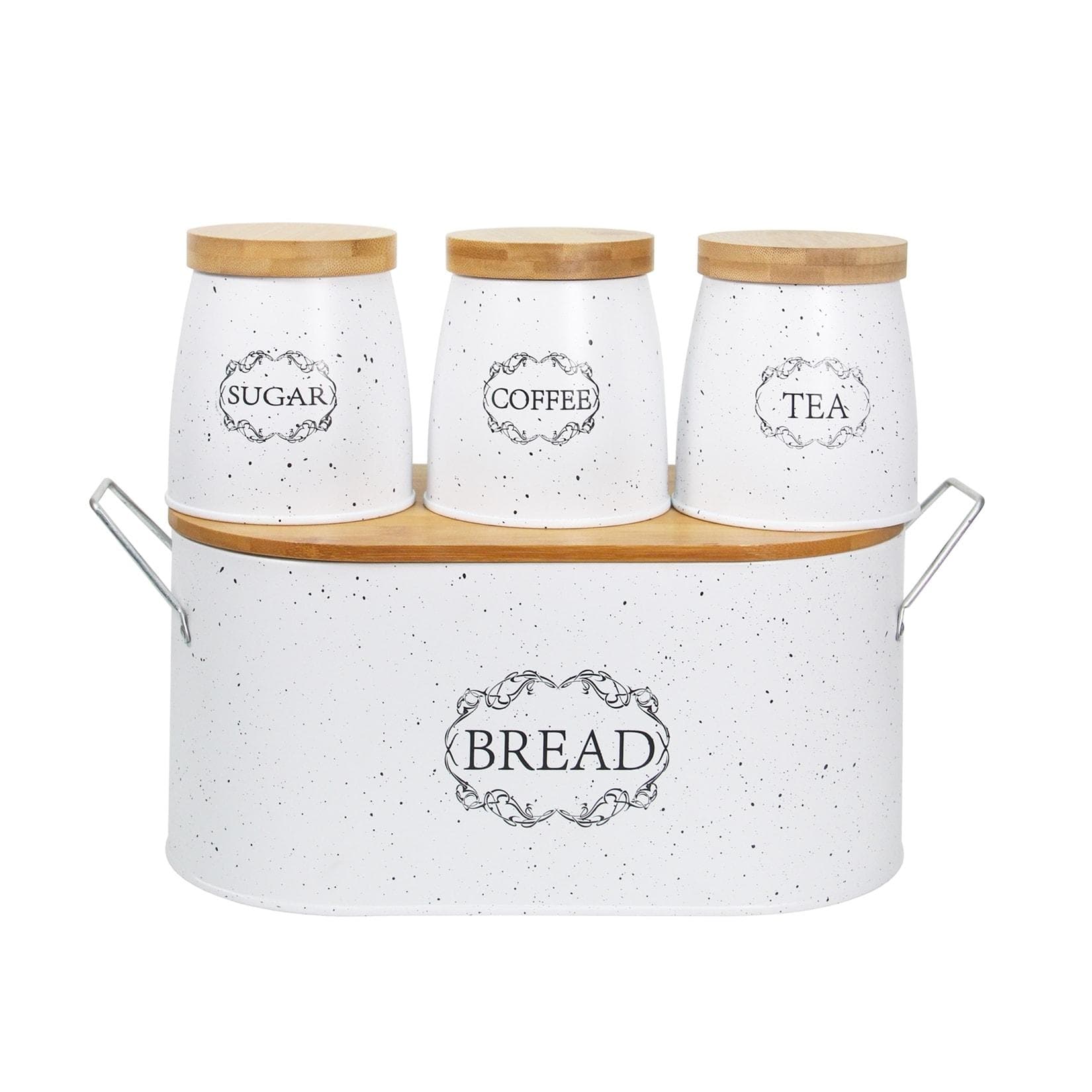 Kultur Brotkasten 4er-Set Weiß Landhausstil