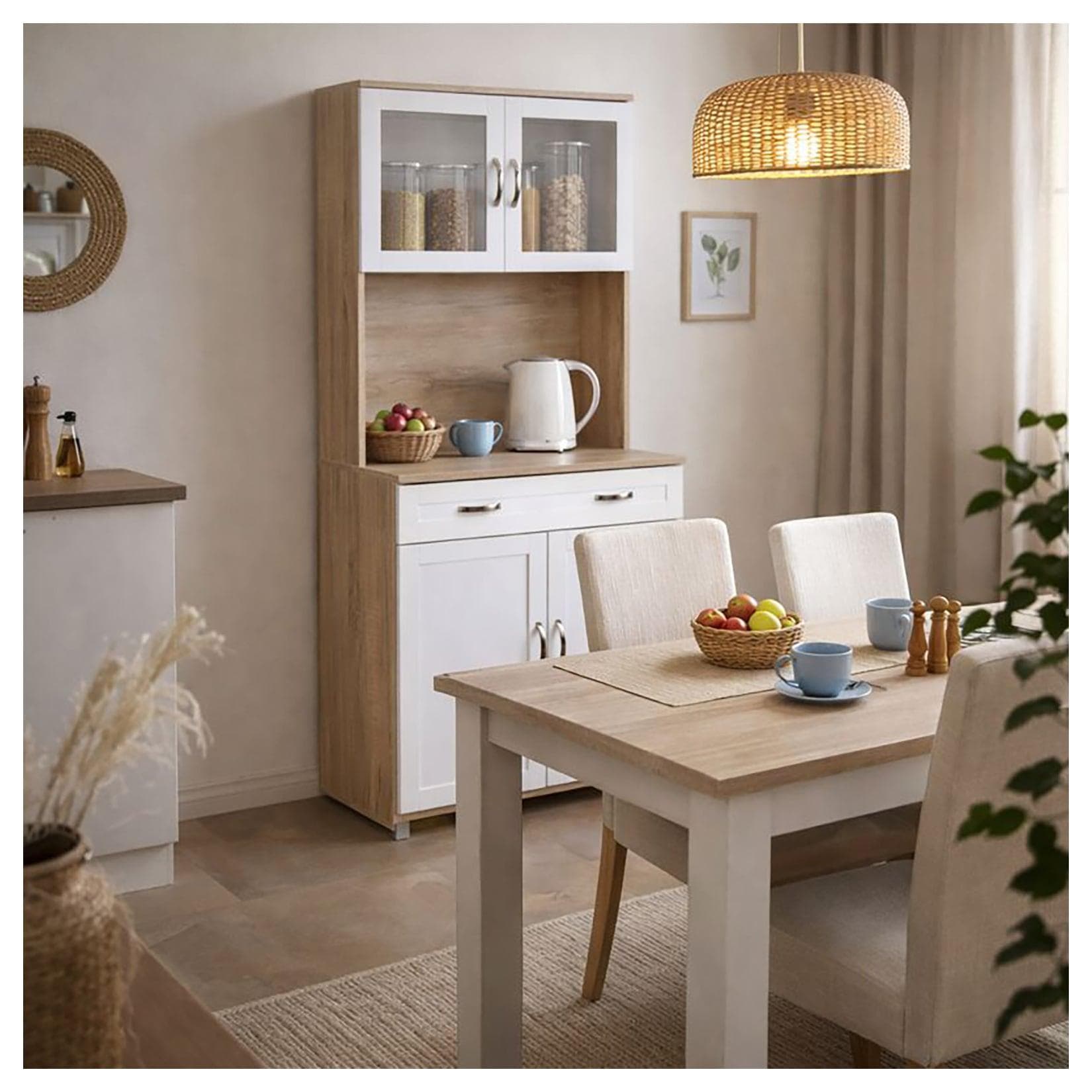 HTI-Living Hochschrank Küchenbuffet Sonoma/Weiß Blanca