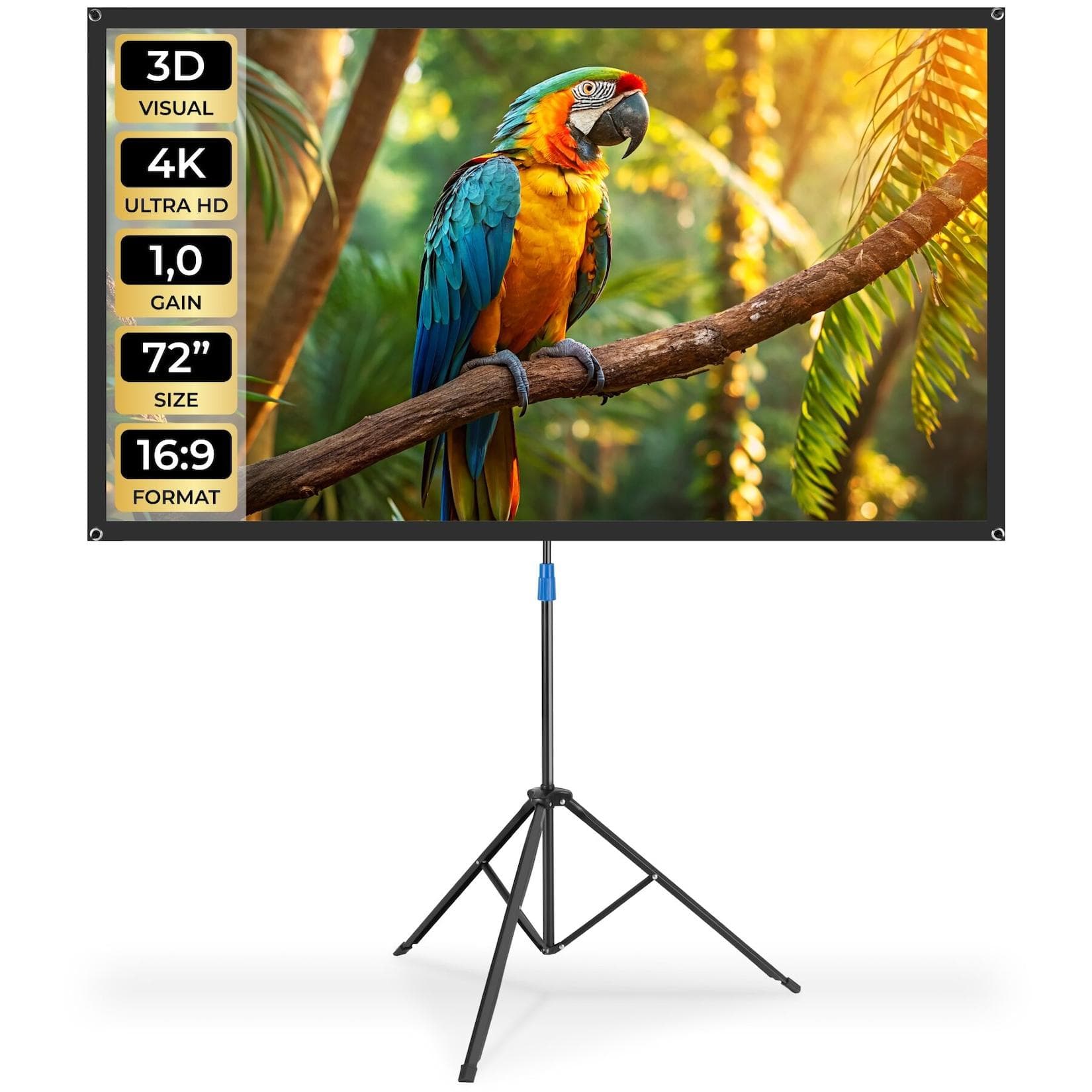 tectake Beamer-Leinwand 72 Zoll 16:9 Weiß Terylen