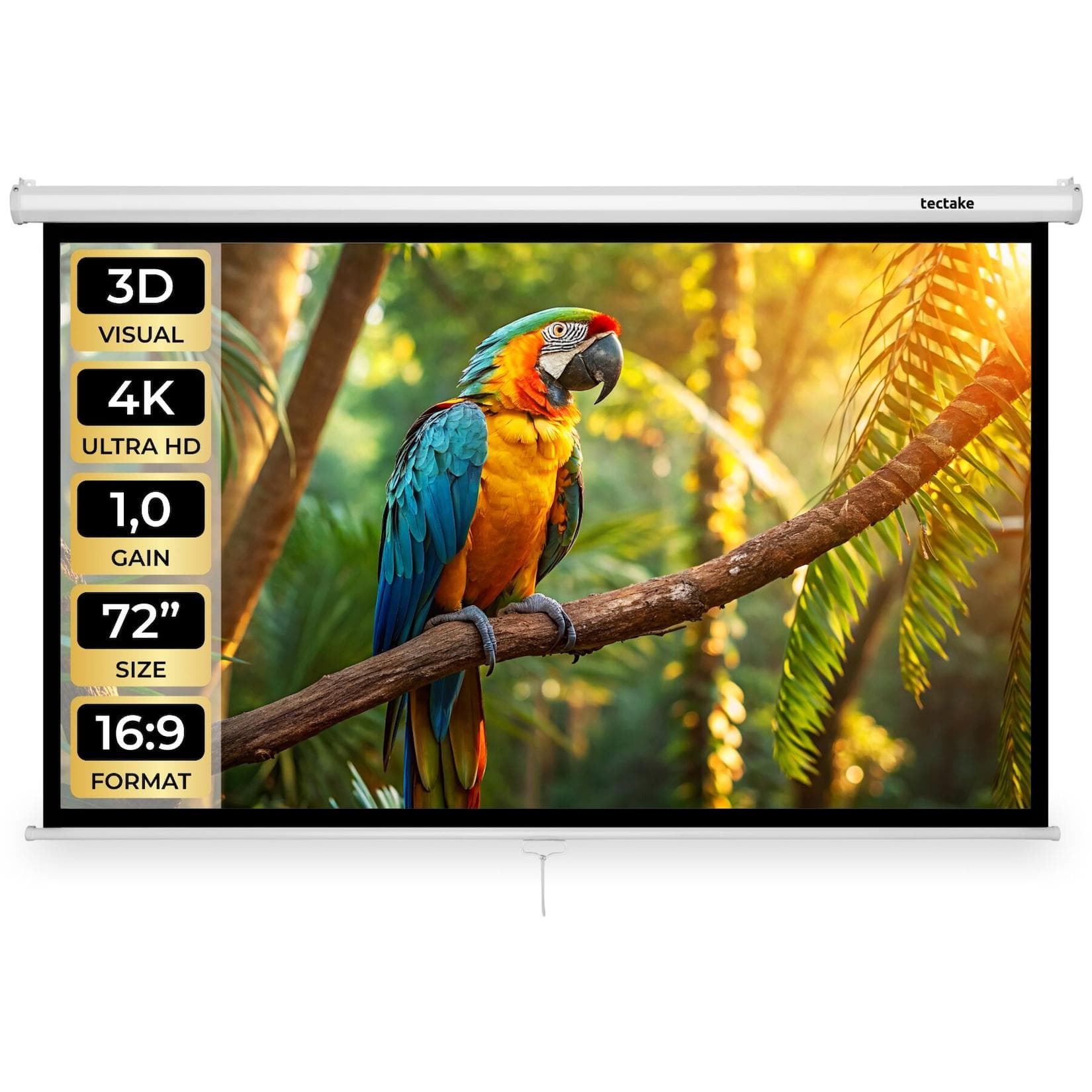 tectake Beamer-Leinwand 72 Zoll 16:9 für 4K HD