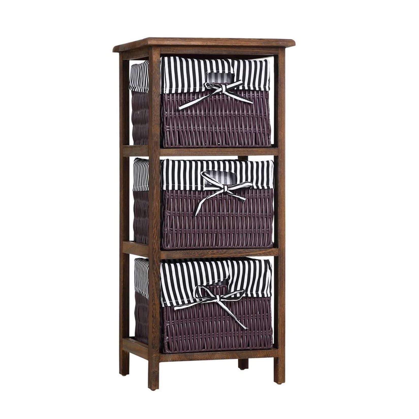 HTI-Living Badregal Mia 3 Körbe Braun Landhausstil