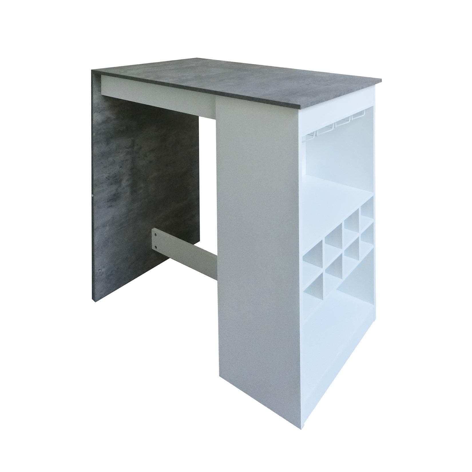 HTI-Living Bartisch Küchenbar Lisa Beton Weiß Grau mit Regal