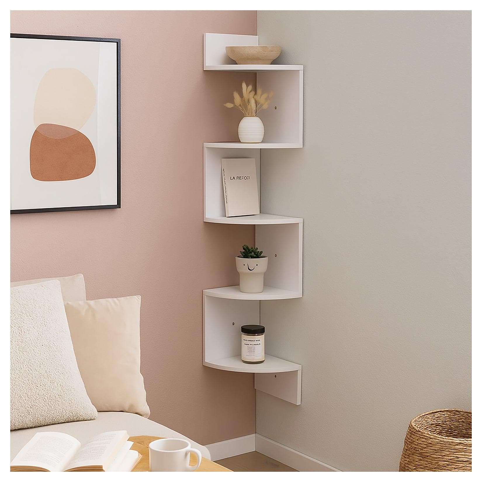 HTI-Living Eckregal Thekla Weiß 5 Ablageflächen Wandregal