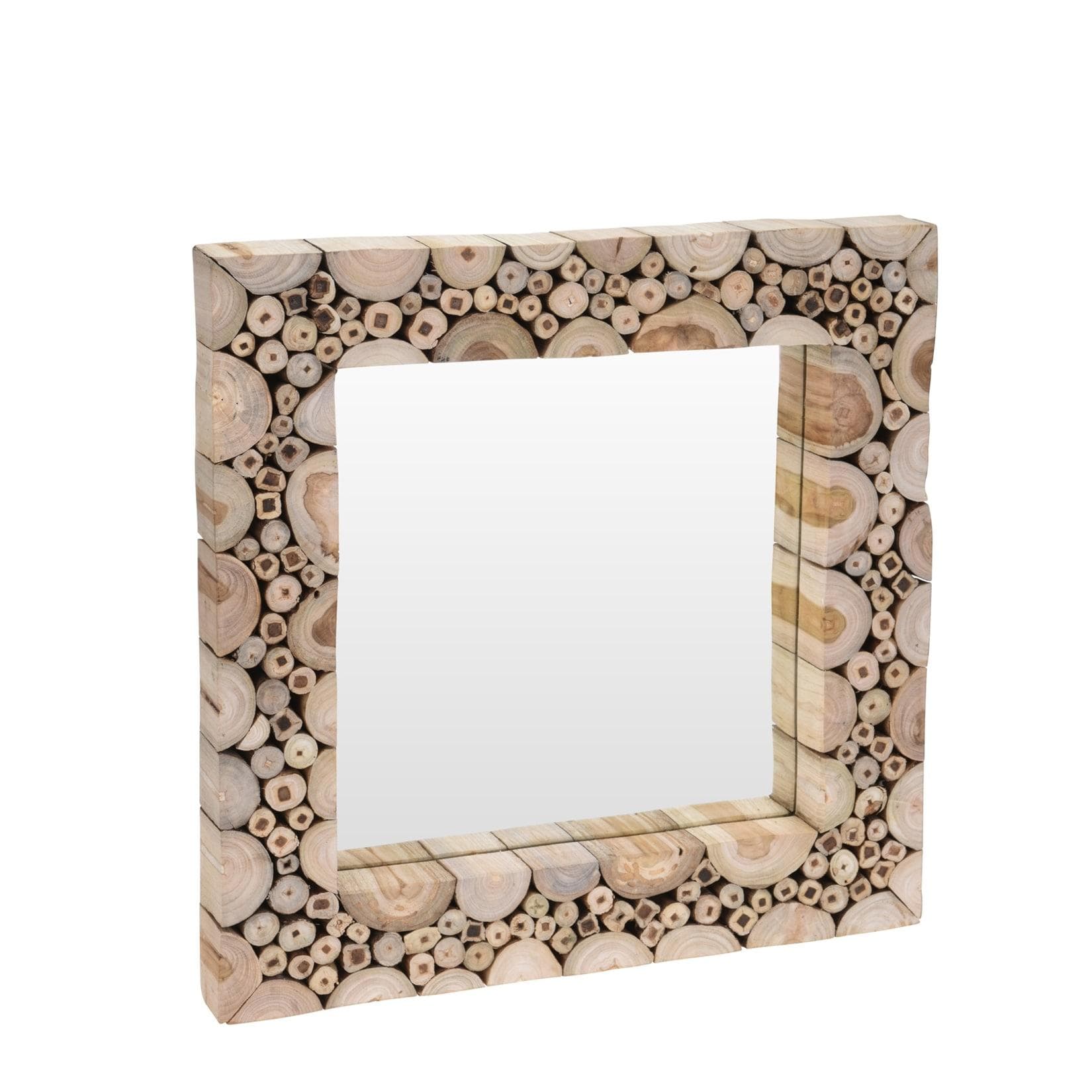 HTI-Living Wandspiegel Teak Holz Rahmen 50x50 cm