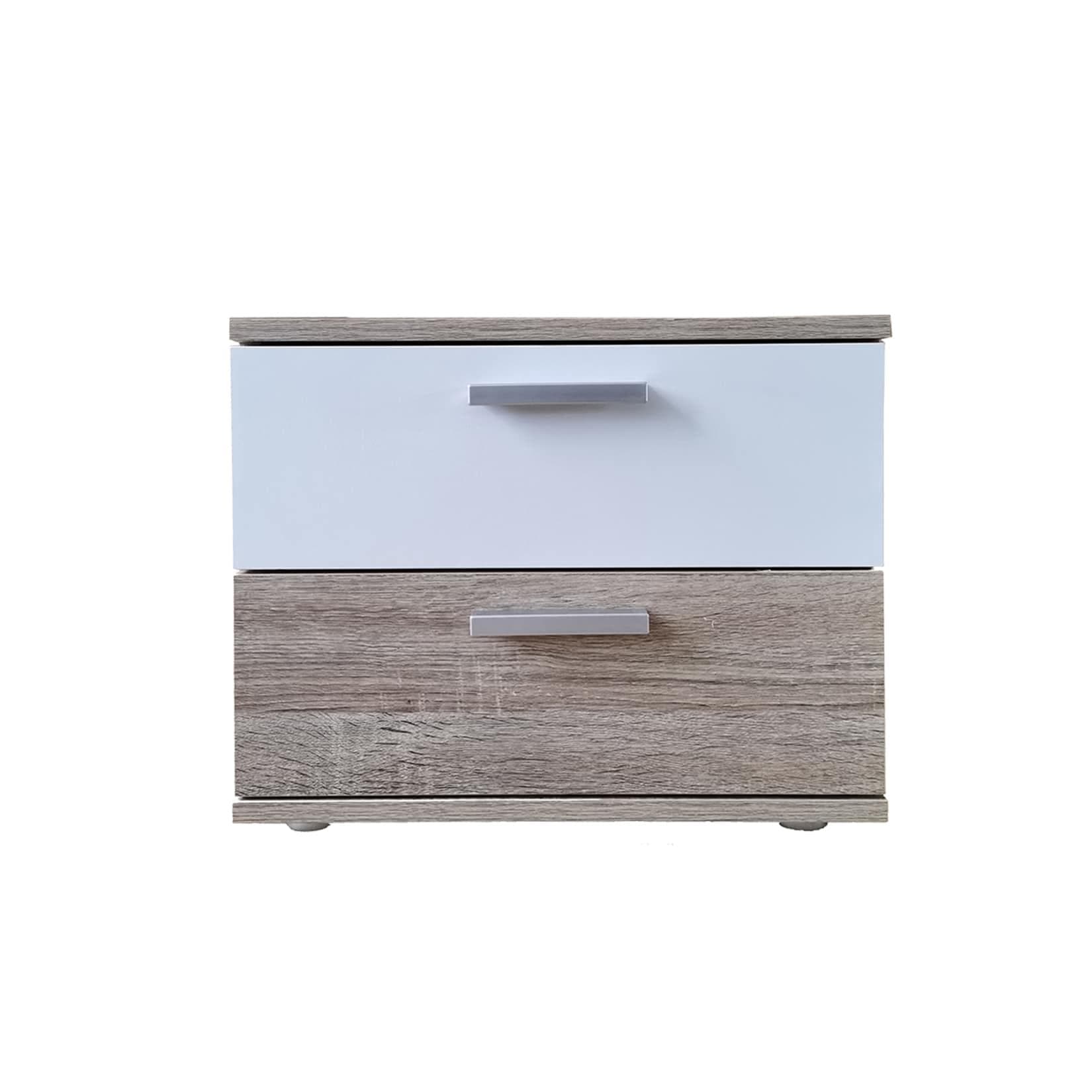 HTI-Living Nachtschrank Nina Weiß 2 Schubladen Modern