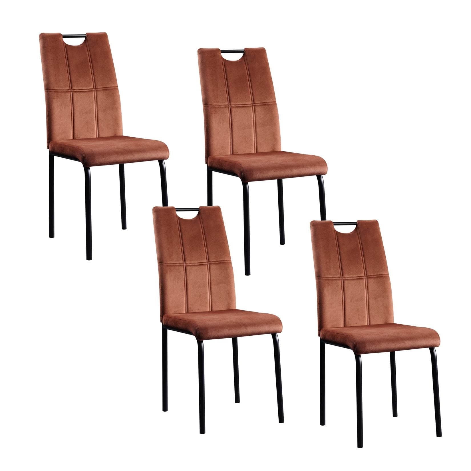HTI-Living Polsterstuhl Denton Samt Braun 4er-Set Esszimmerstuhl