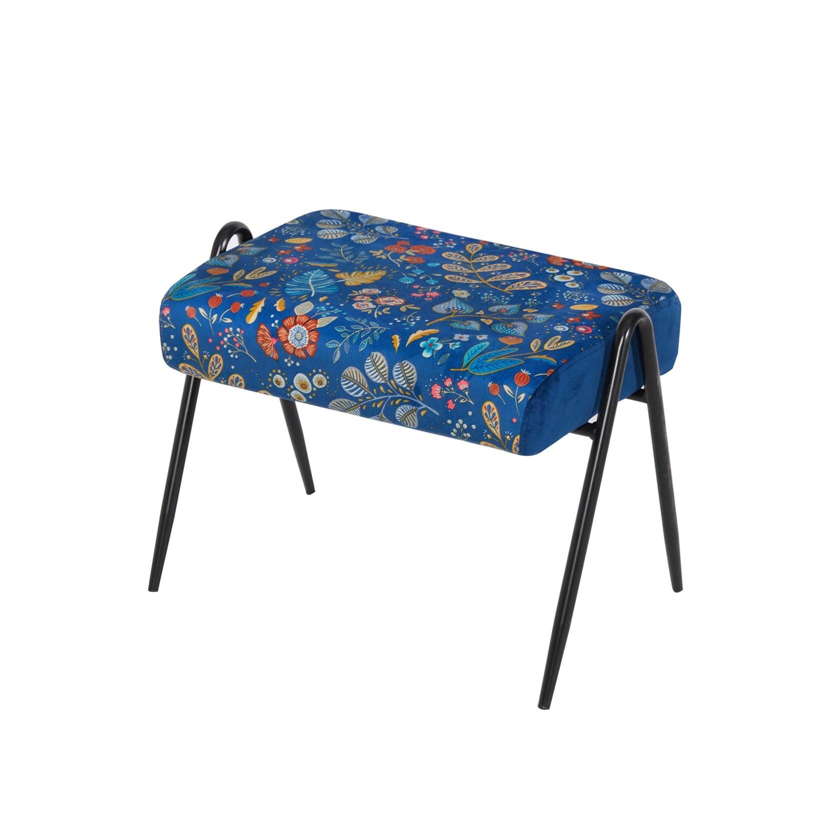 HTI-Living Polsterhocker Olean Blau Retro Metallgestell