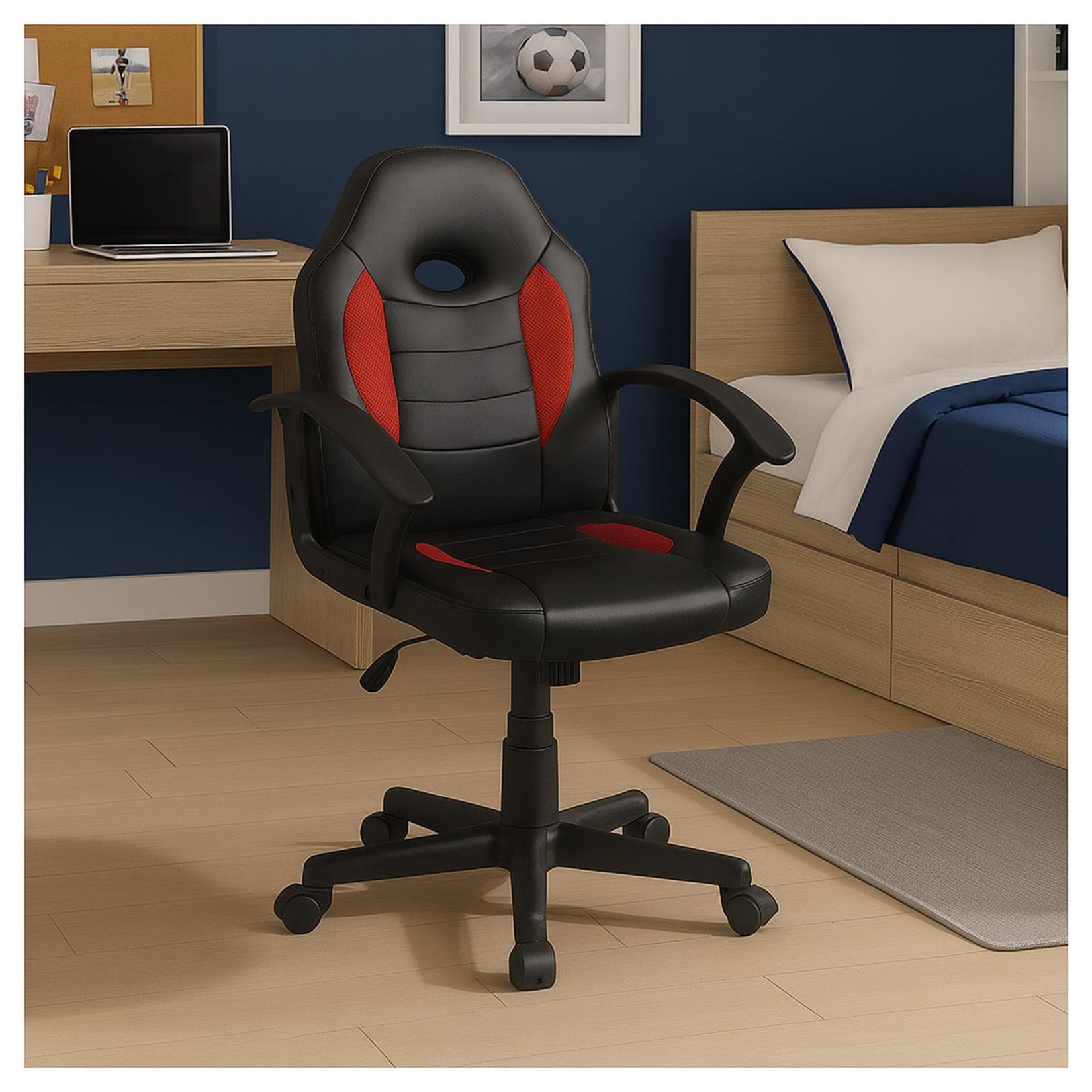 HTI-Living Schreibtischstuhl höhenverstellbar Rot/Schwarz für Kinder