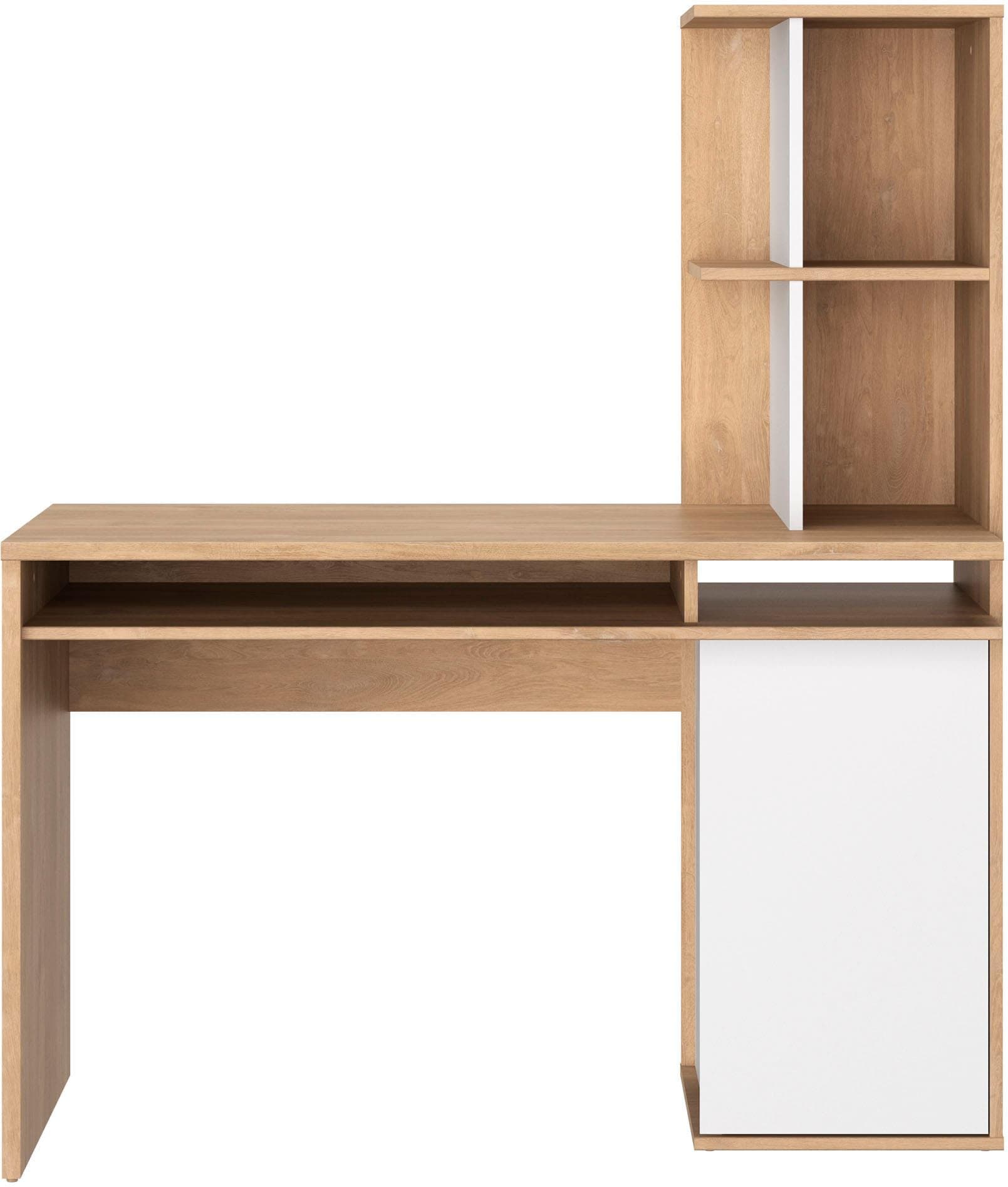 GAMI Schreibtisch NEX Eiche blond Nachbildung Uni Weiß mit Stauraum