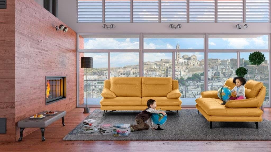 CALIA ITALIA Cezanne Polstergarnitur Leder Senf Weiß