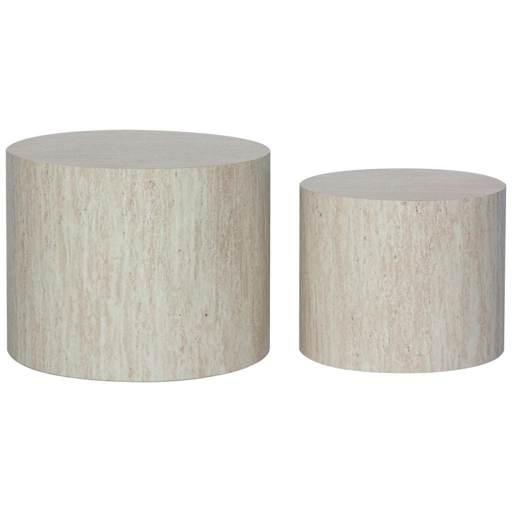 Mid.you Couchtischset 2-teilig Travertinoptik Oval Holzwerkstoff