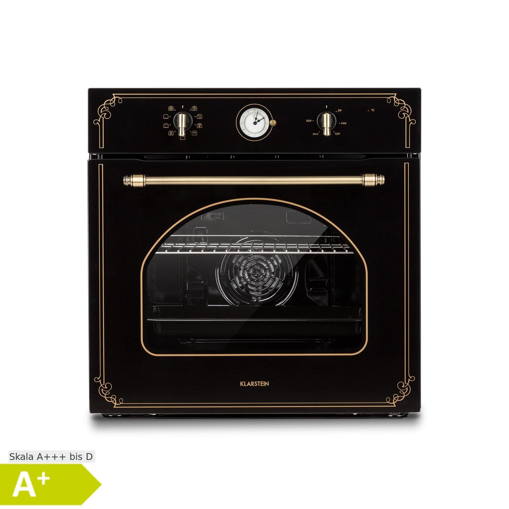 Klarstein Victoria Einbaubackofen Retro-Design Schwarz 9 Funktionen