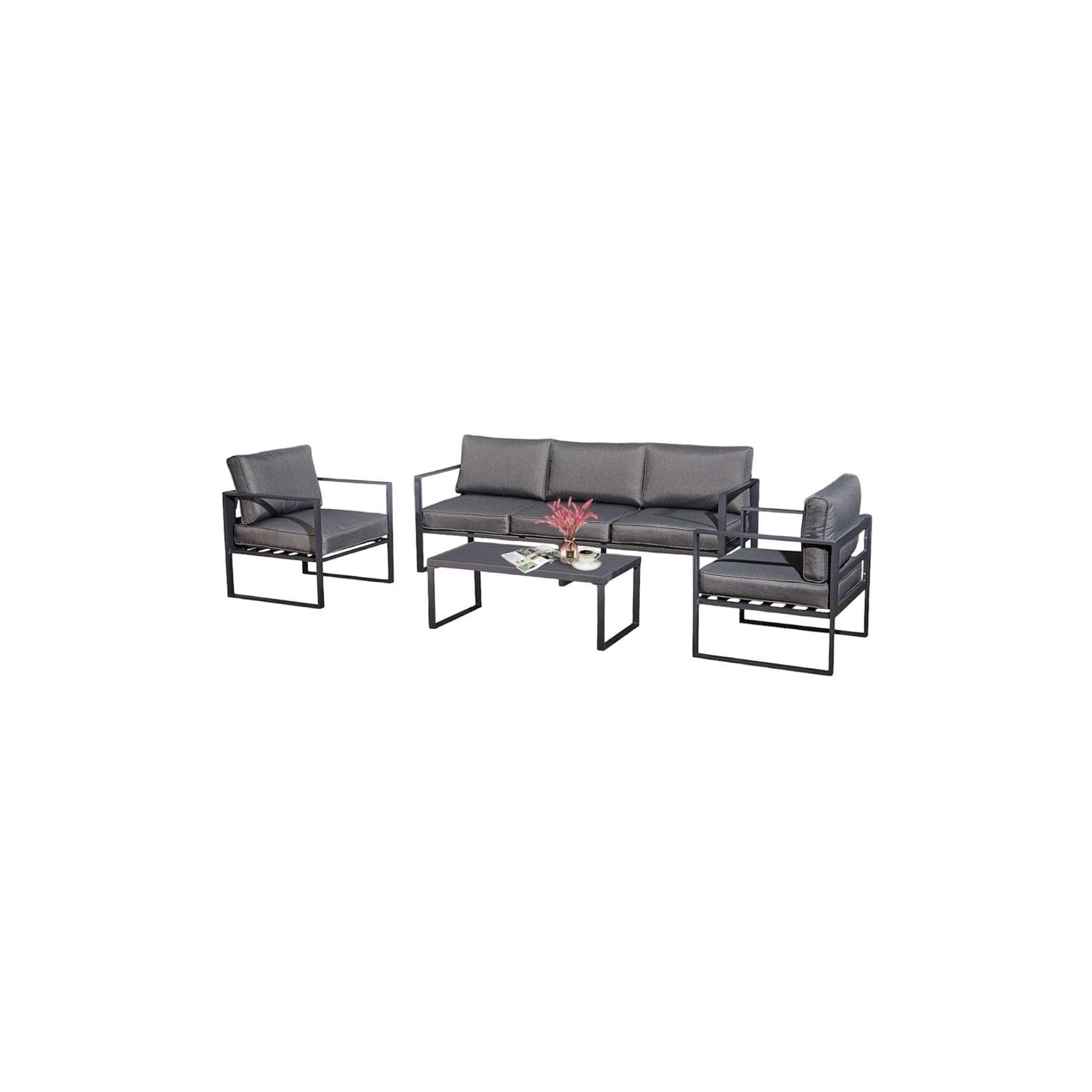 Jet-Line KRETA II Gartenlounge 4-tlg. Anthrazit mit Kissen