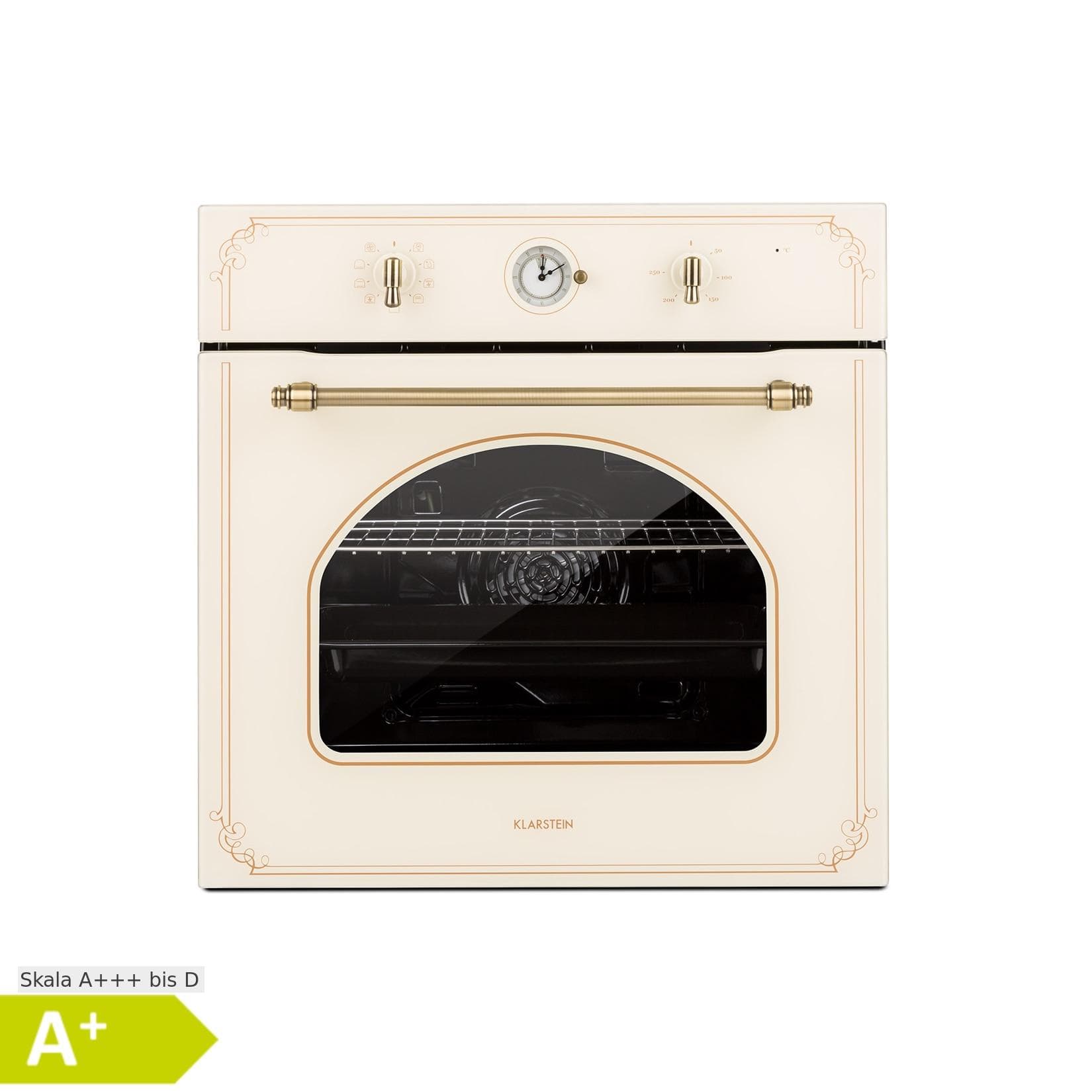 Klarstein Victoria Einbaubackofen Retro-Design 9 Funktionen Elfenbein