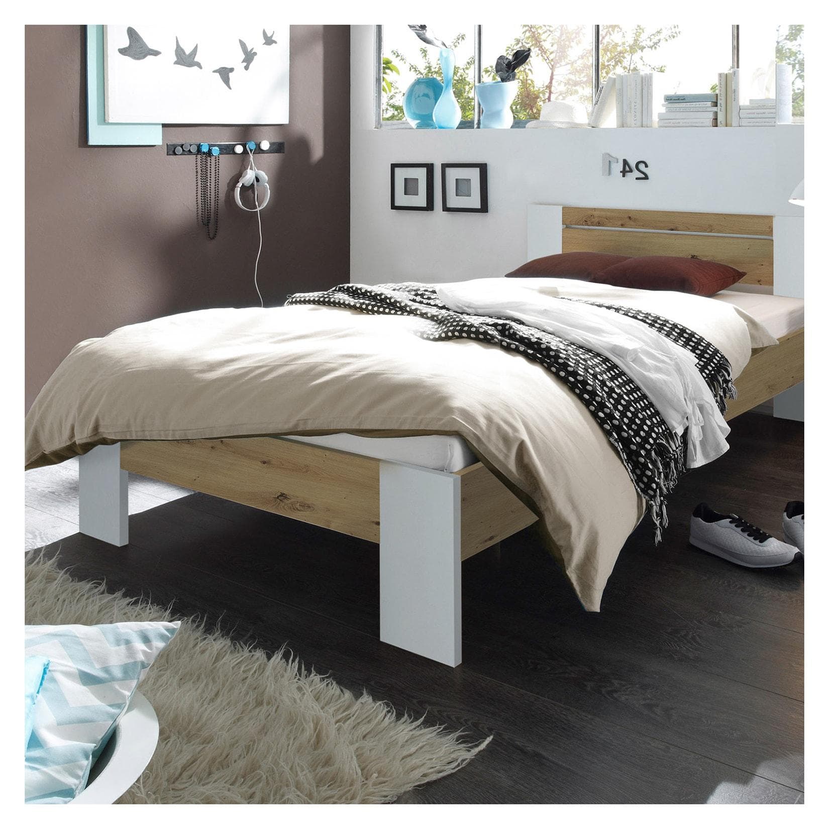 HTI-Living Futonbett Weiß/Artisaneiche Modern