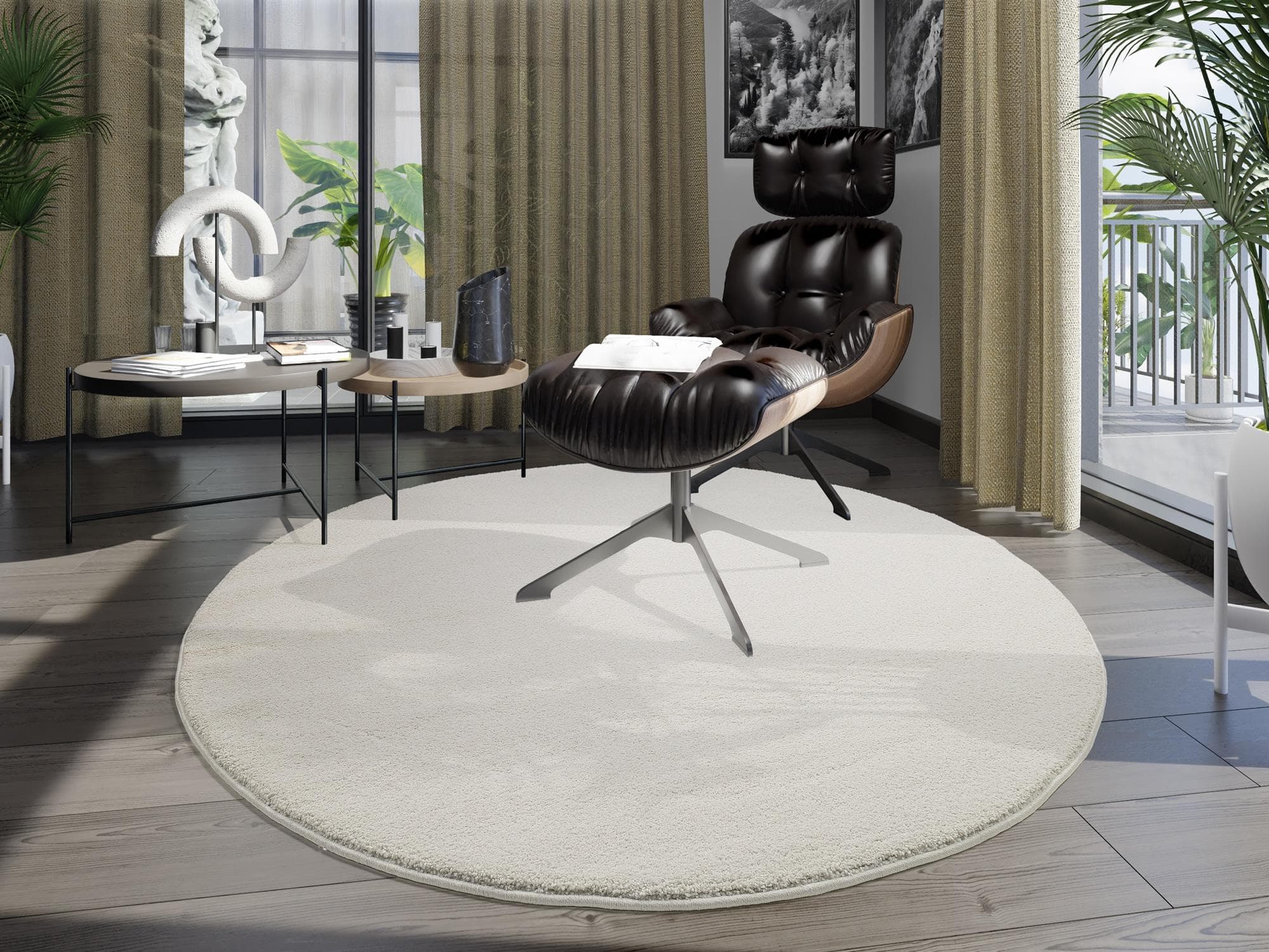 OCI Teppich NEW VILLA MELANGE Rund Weiß Grau Beige Polypropylen Shaggy