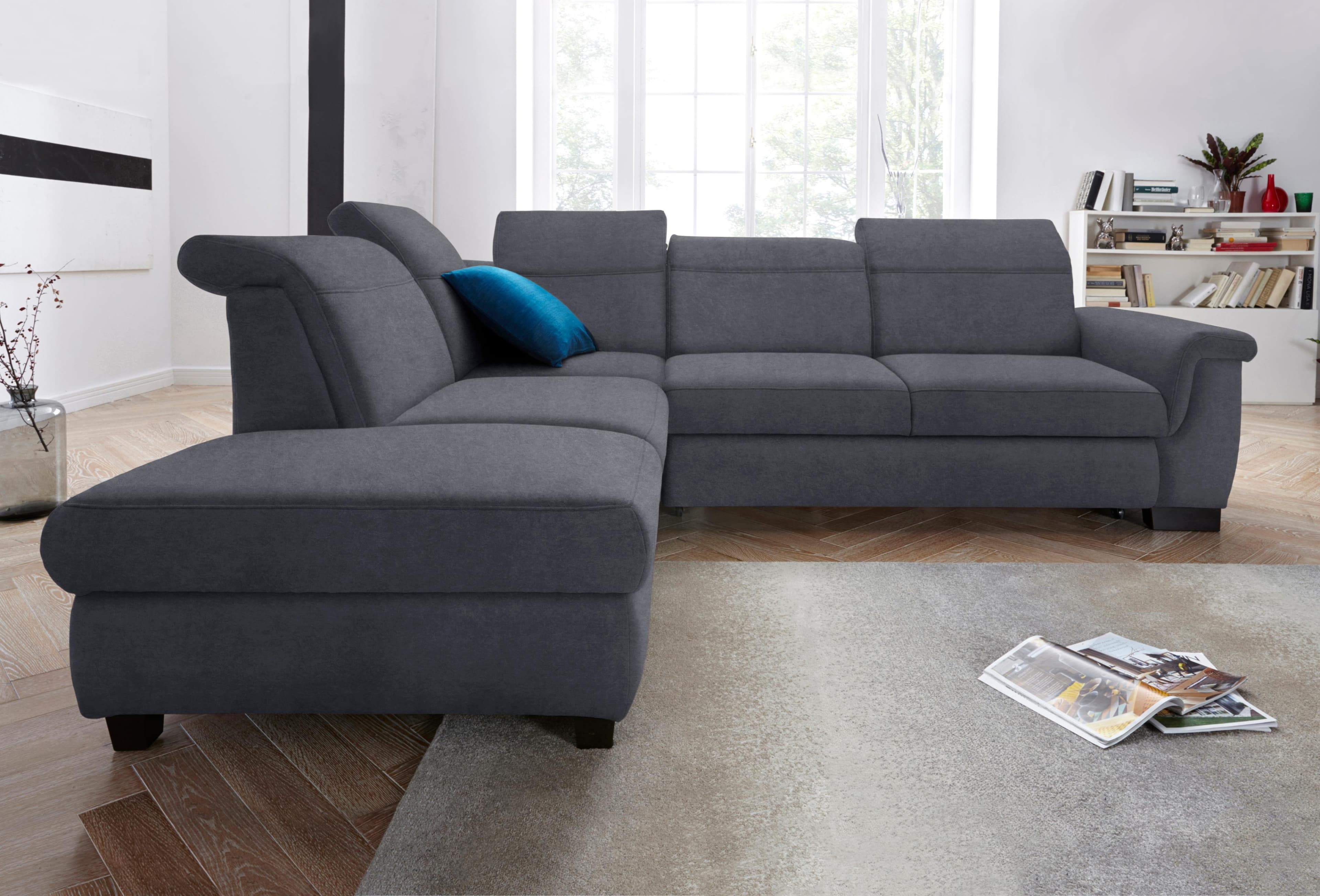 DOMO COLLECTION Ecksofa Sully Grau Bettfunktion Rückenverstellung