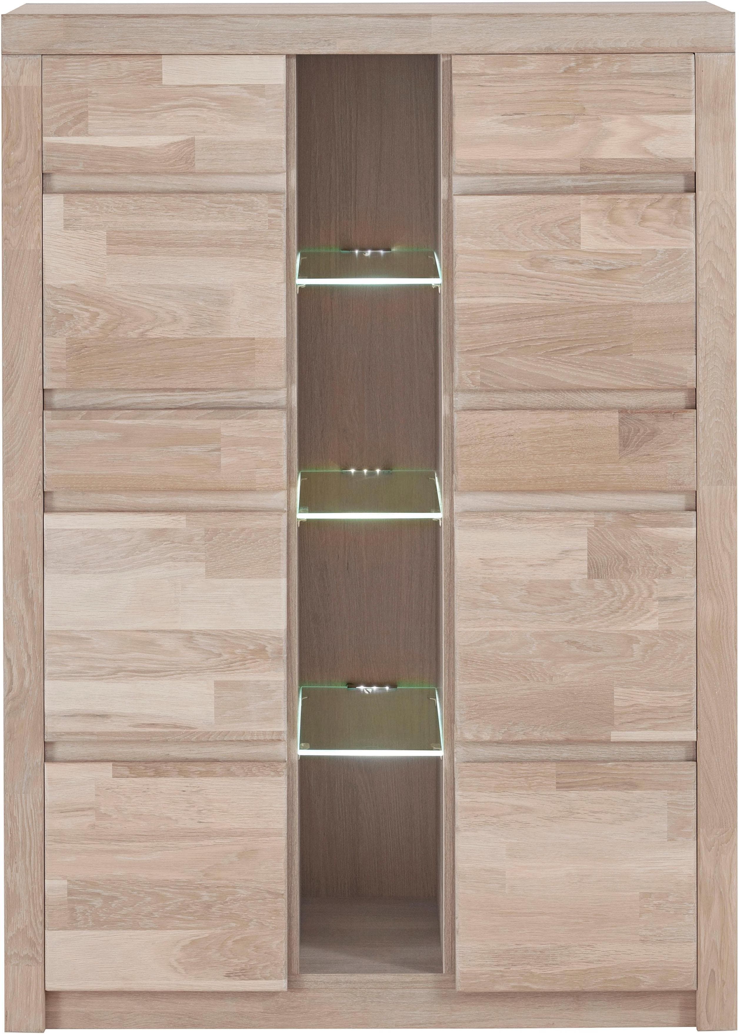 OTTO HOME Highboard Silkeborg Eiche Weiß Gekalkt Massivholz Fronten