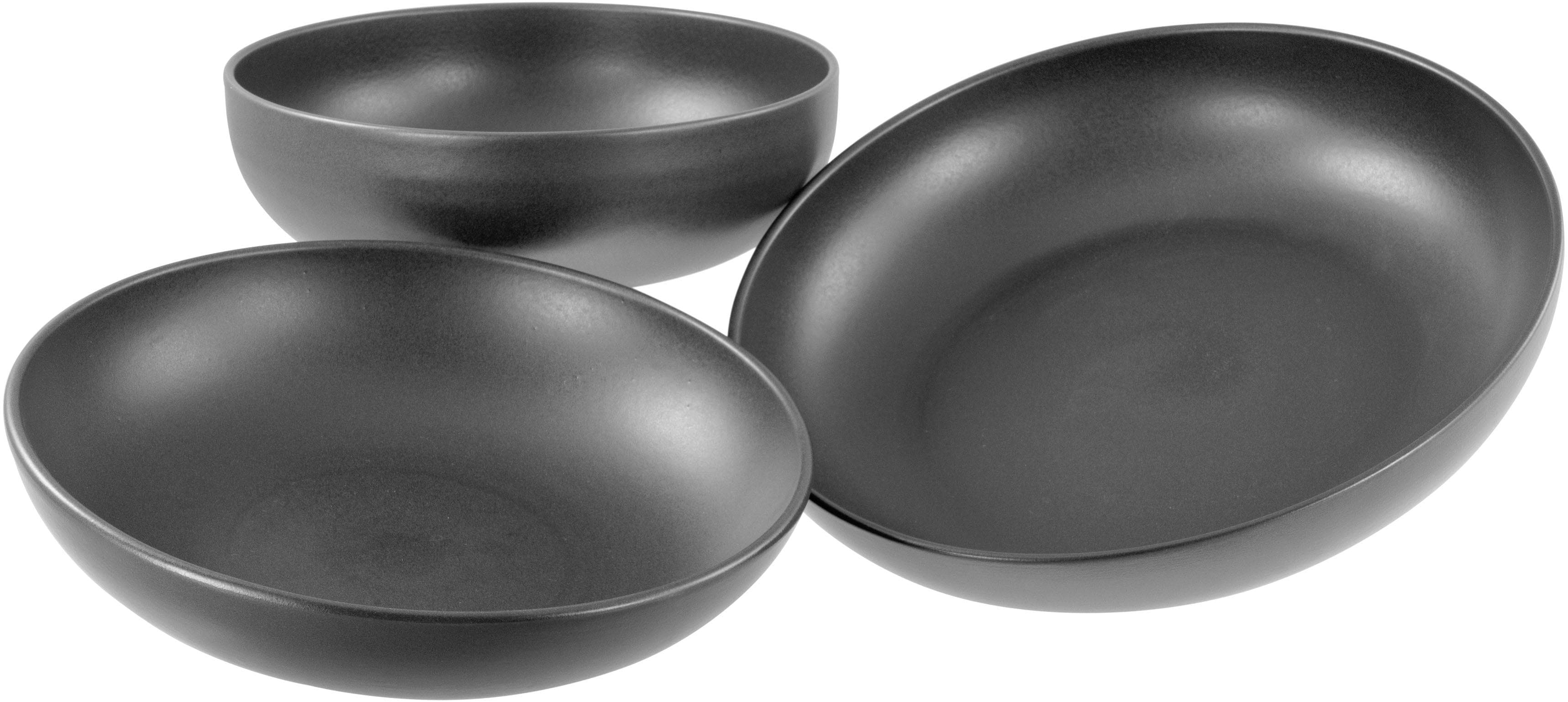 CREATABLE Servierschalen Set 3-tlg. Uno Schwarz Steinzeug