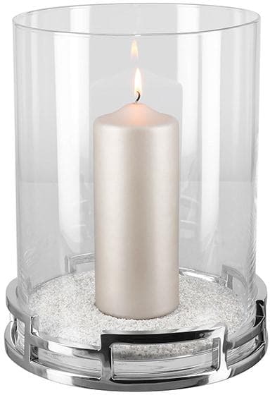 FINK Windlicht HOMMAGE Silber Edelstahl Glas 23cm