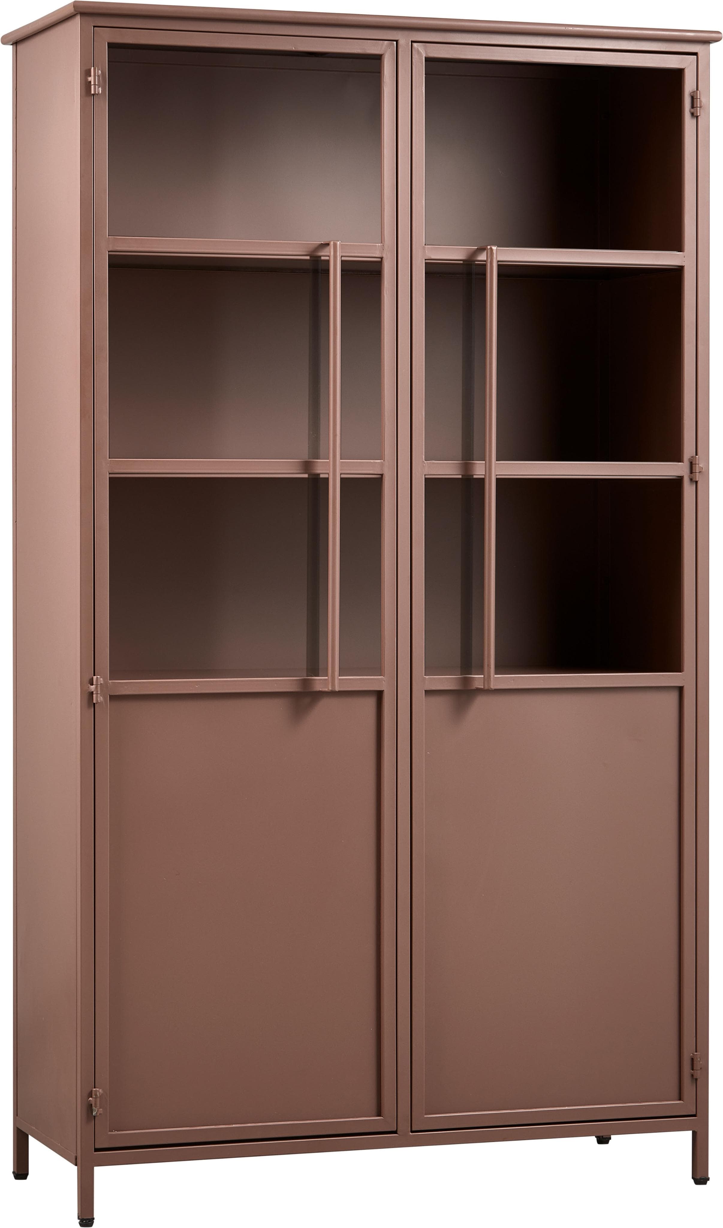 WOOOD Vitrine Exhibit Glasvitrine Braun Metall
